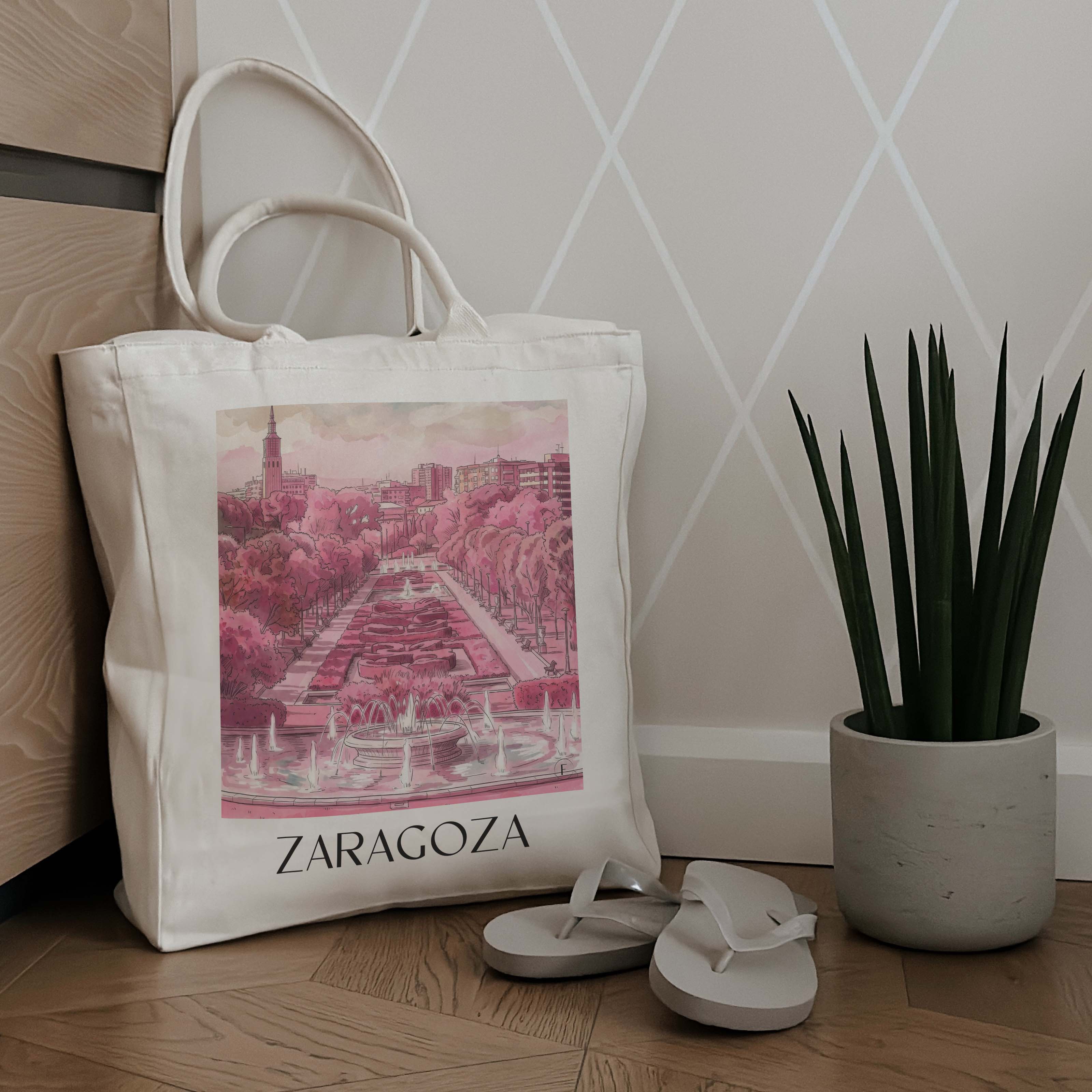zaragoza-spanien-spanien-einkaufstasche-aquarell-pink-rosa