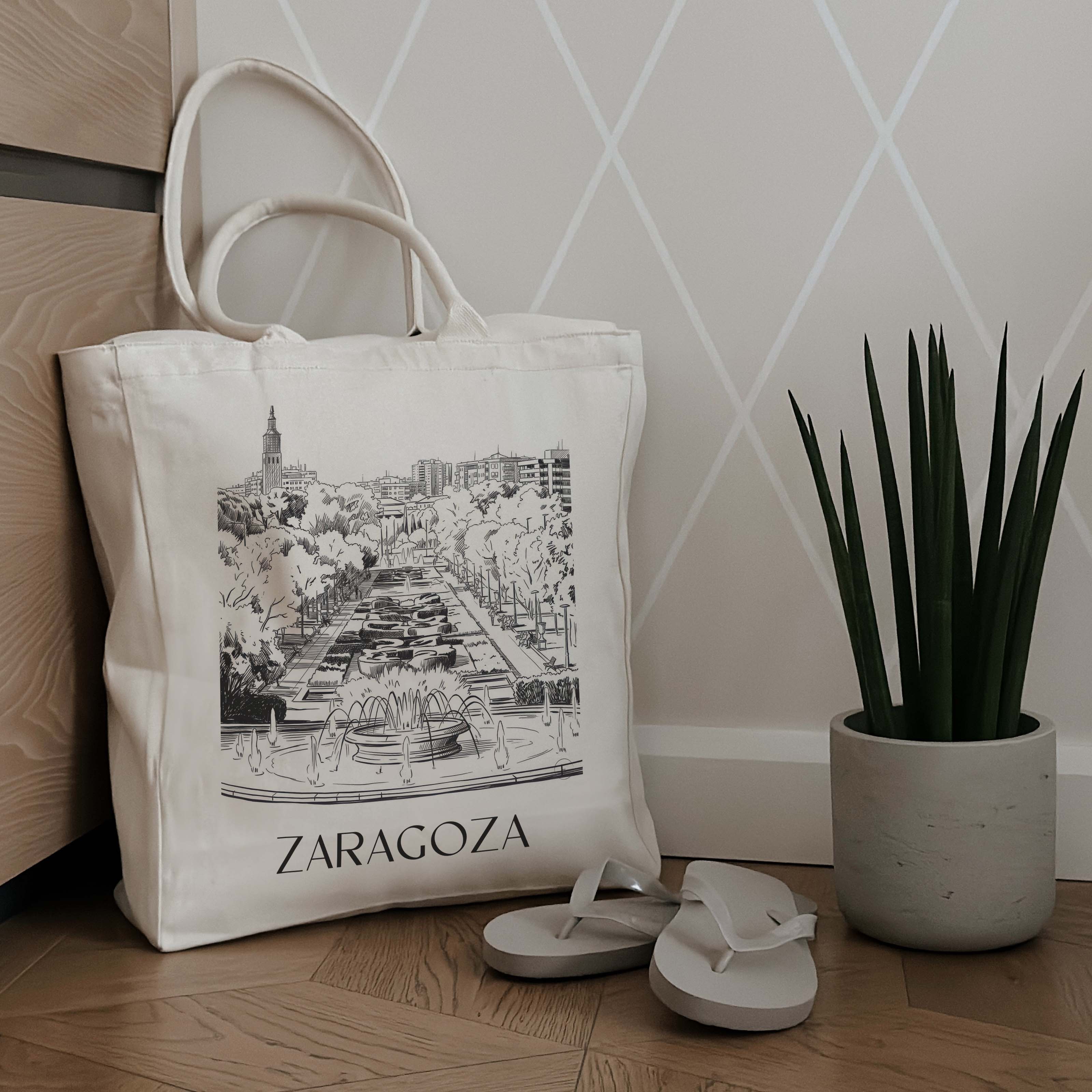 zaragoza-spanien-spanien-einkaufstasche-skizze