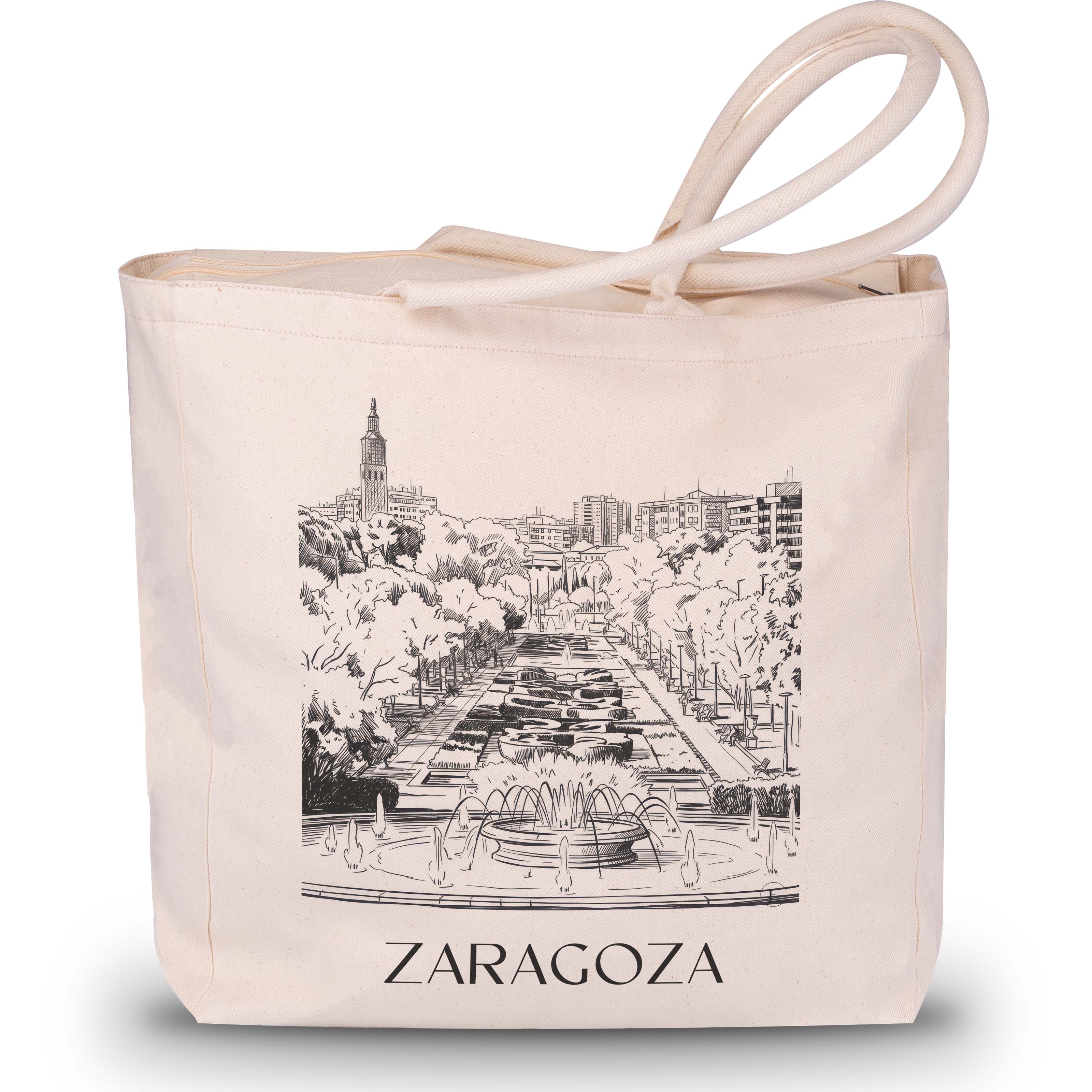 Zaragoza Shopping Tasche - Spanien - Spanien Tote Bag - Einkaufstasche im Skizze Stil - favplace