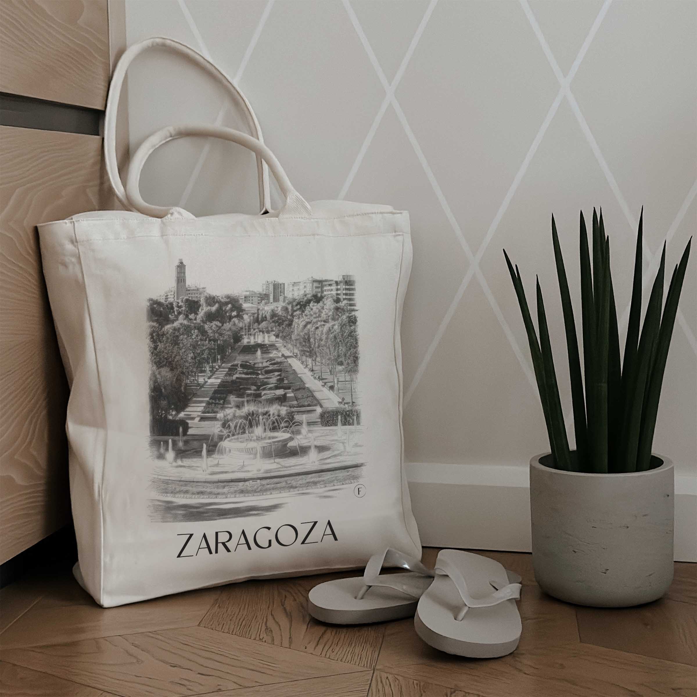 zaragoza-spanien-spanien-einkaufstasche-bleistift-zeichnung-drawing