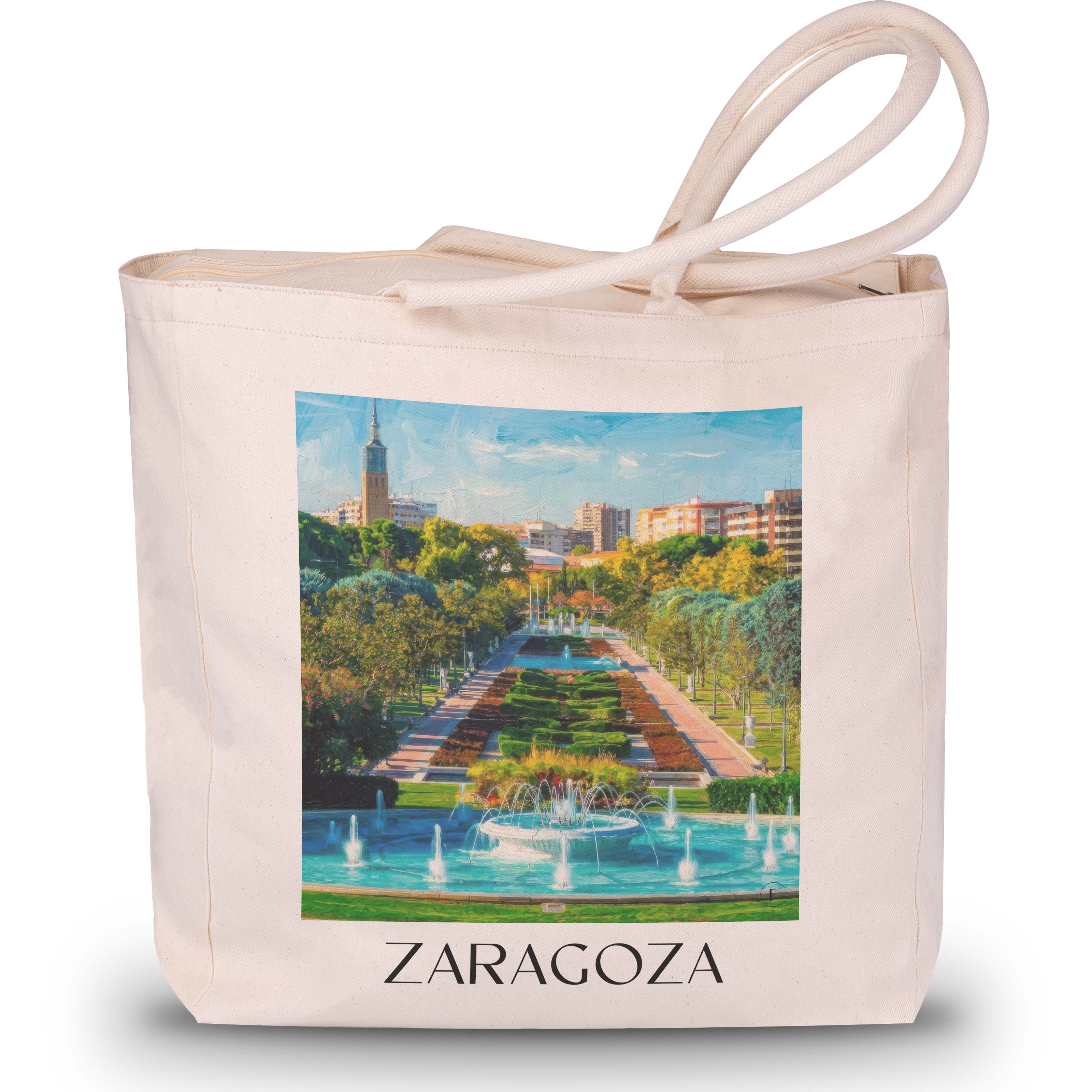 Zaragoza Shopping Tasche - Spanien - Spanien Tote Bag - Einkaufstasche im Ölgemälde Stil - favplace