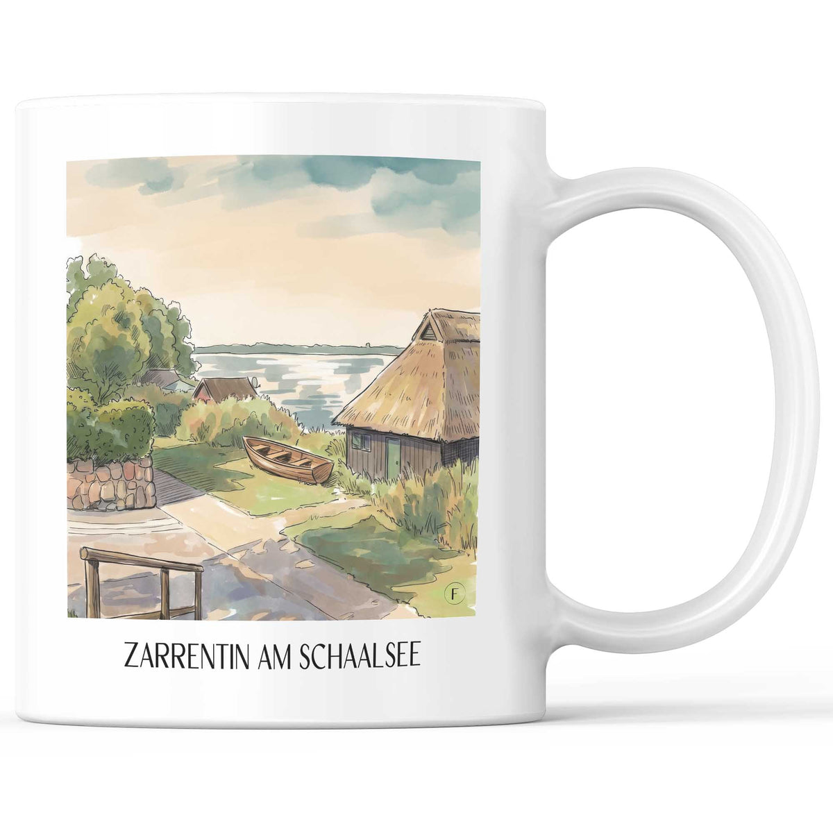 Zarrentin am Schaalsee Kaffeebecher - Mecklenburg-Vorpommern - Deutschland Becher - Kaffeetasse im Aquarell Stil - favplace