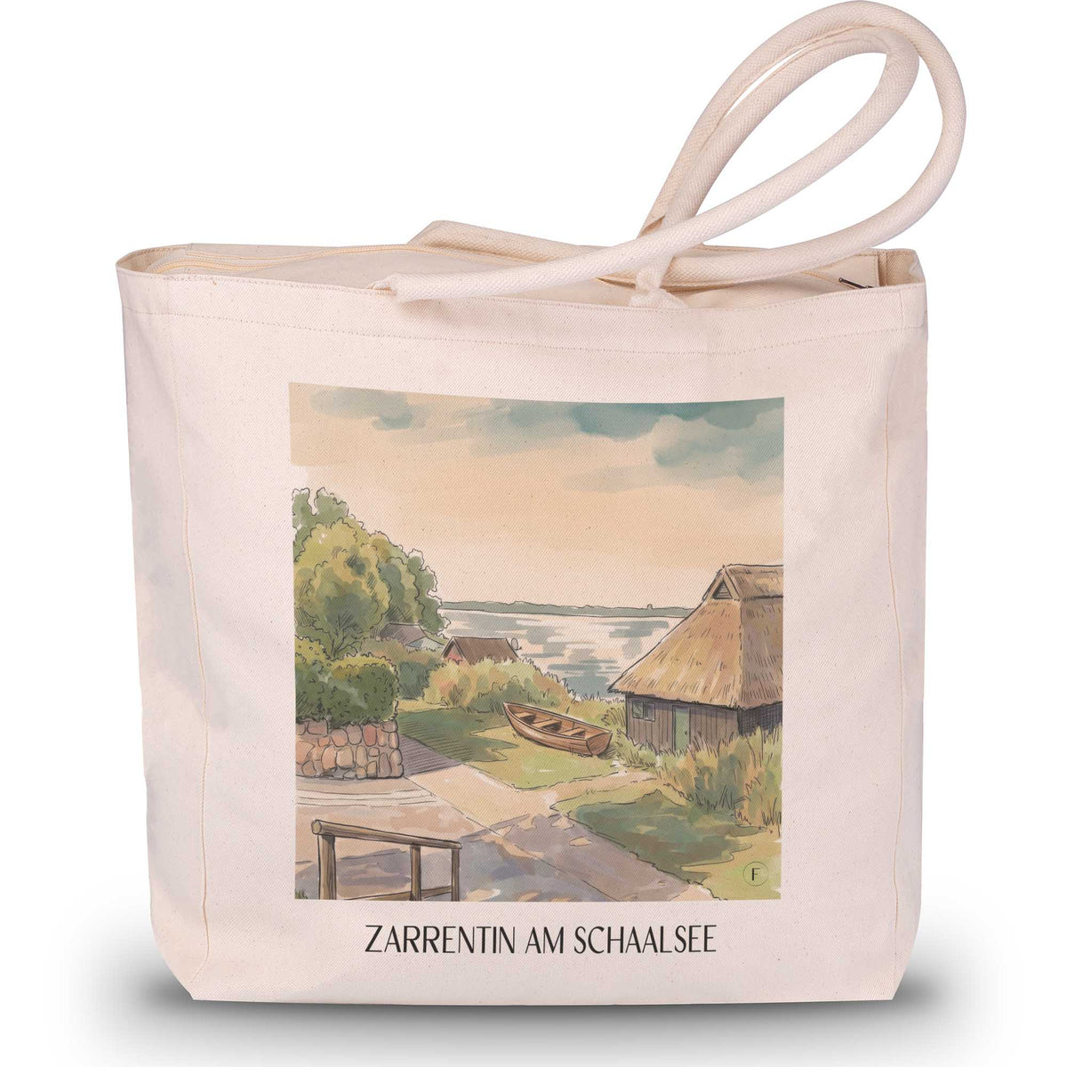 Zarrentin am Schaalsee Shopping Tasche - Mecklenburg-Vorpommern - Deutschland Tote Bag - Einkaufstasche im Aquarell Stil - favplace