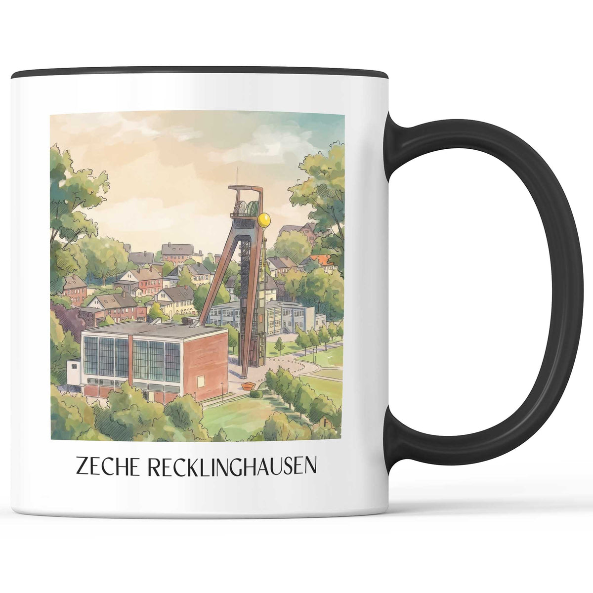 zeche-recklinghausen-deutschland-kaffeebecher-aquarell