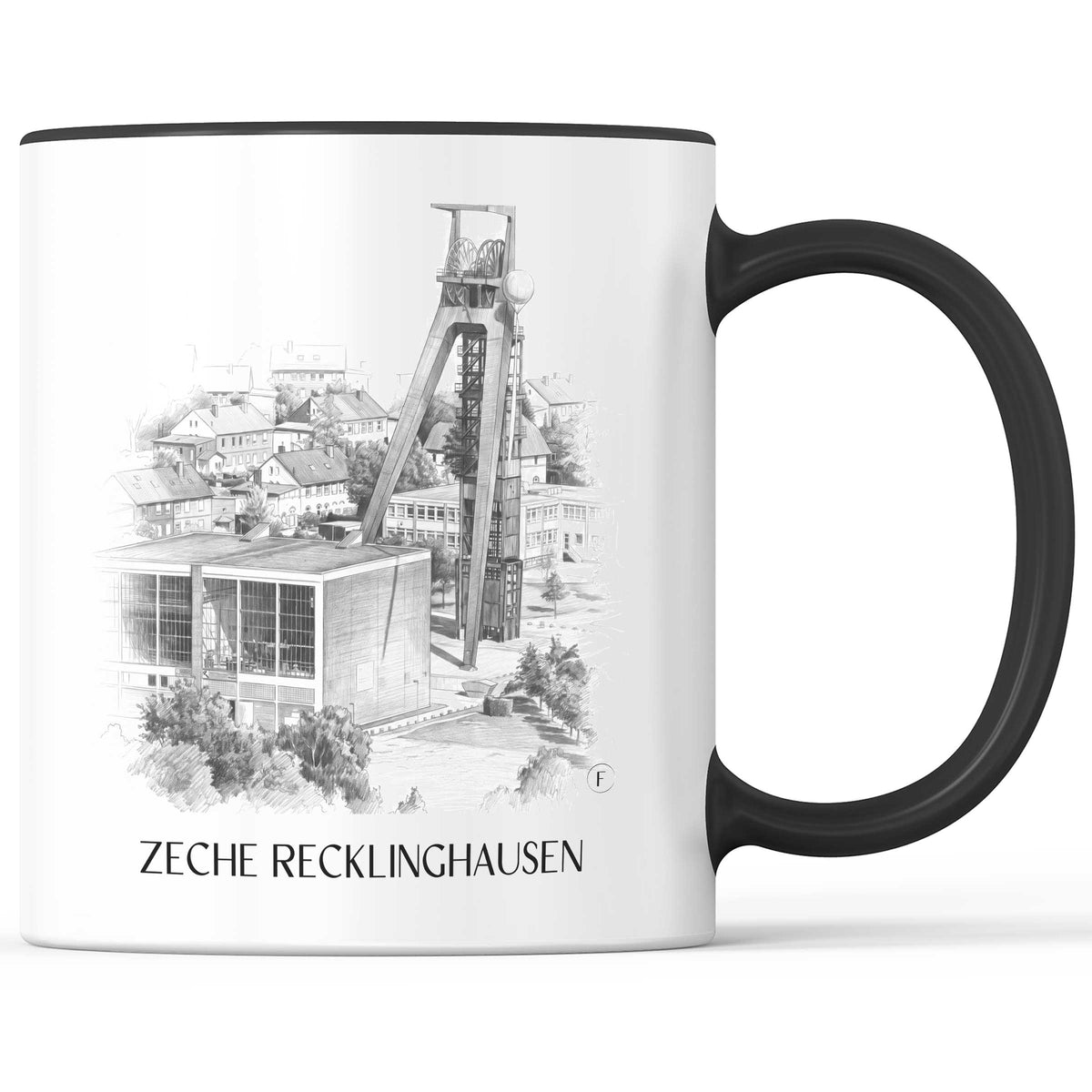 zeche-recklinghausen-deutschland-kaffeebecher-bleistift-zeichnung-drawing