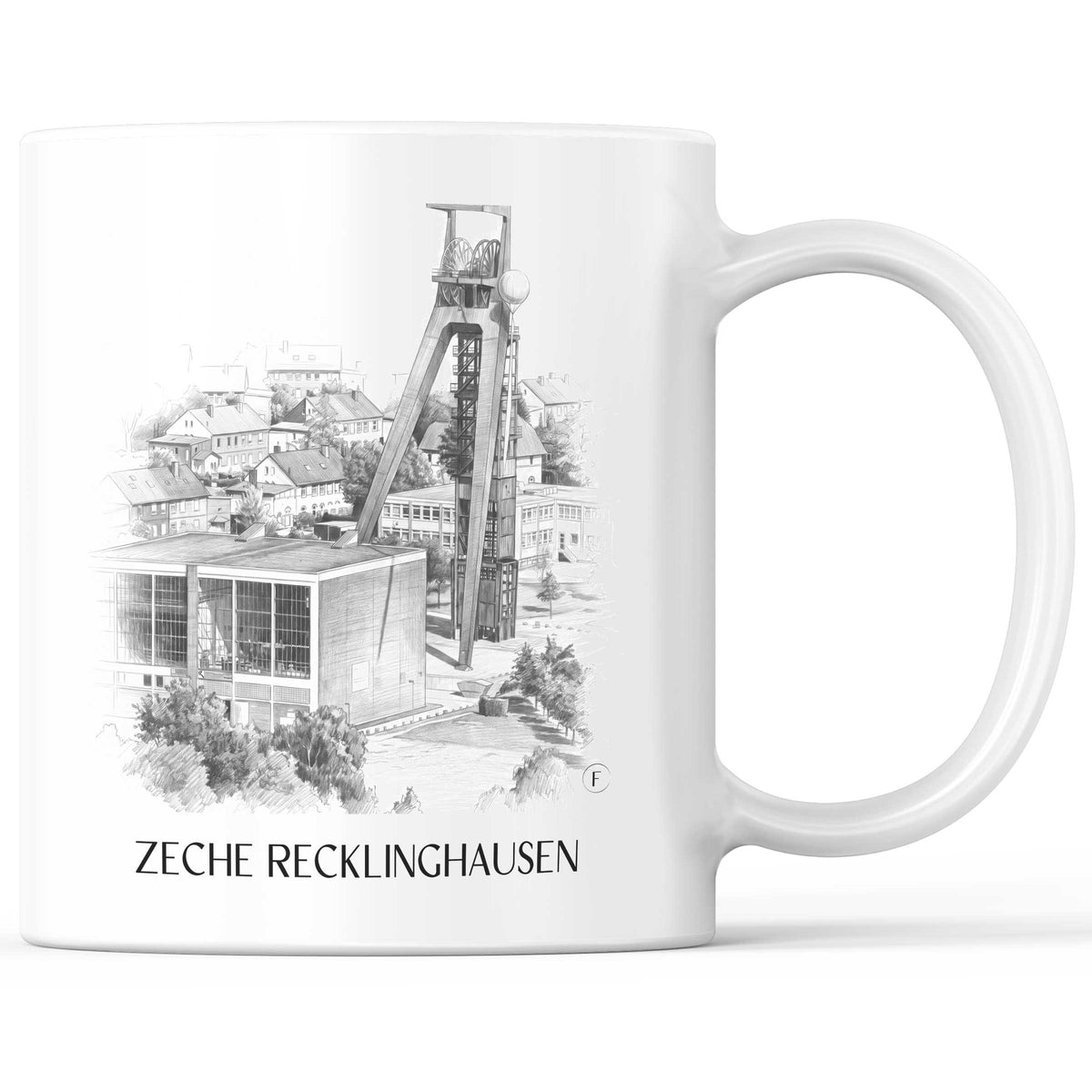 Zeche Kaffeebecher - Recklinghausen - Deutschland Becher - Kaffeetasse im Zeichnung Stil