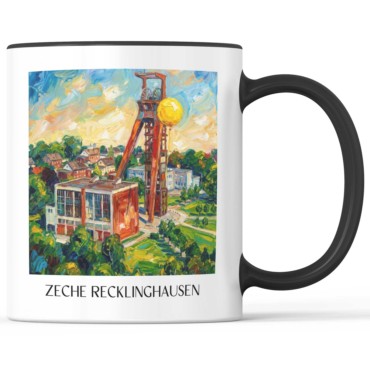 Zeche Kaffeebecher - Recklinghausen - Deutschland Becher - Kaffeetasse im Ölgemälde Stil - favplace