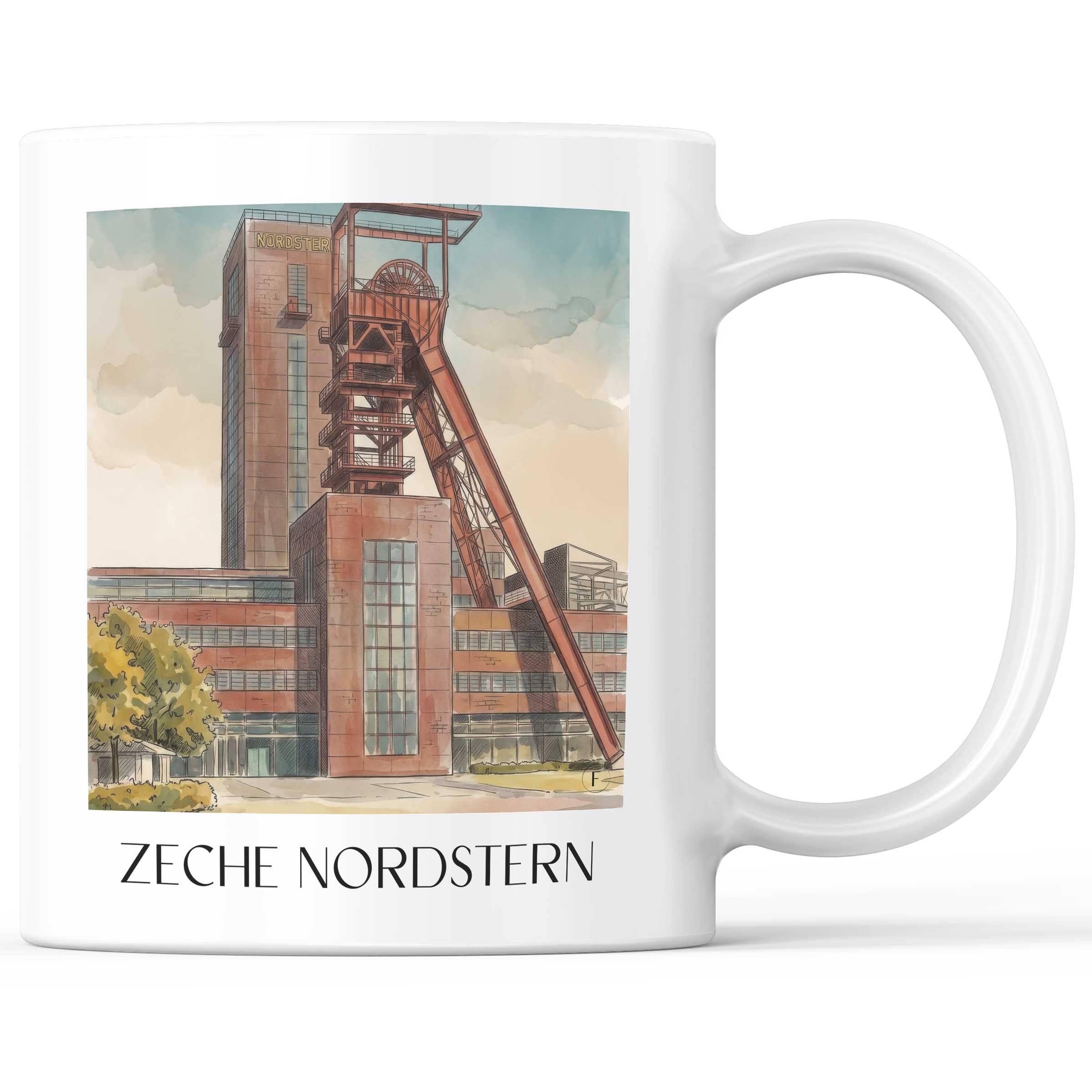 zeche-nordstern-gelsenkirchen-deutschland-kaffeebecher-aquarell