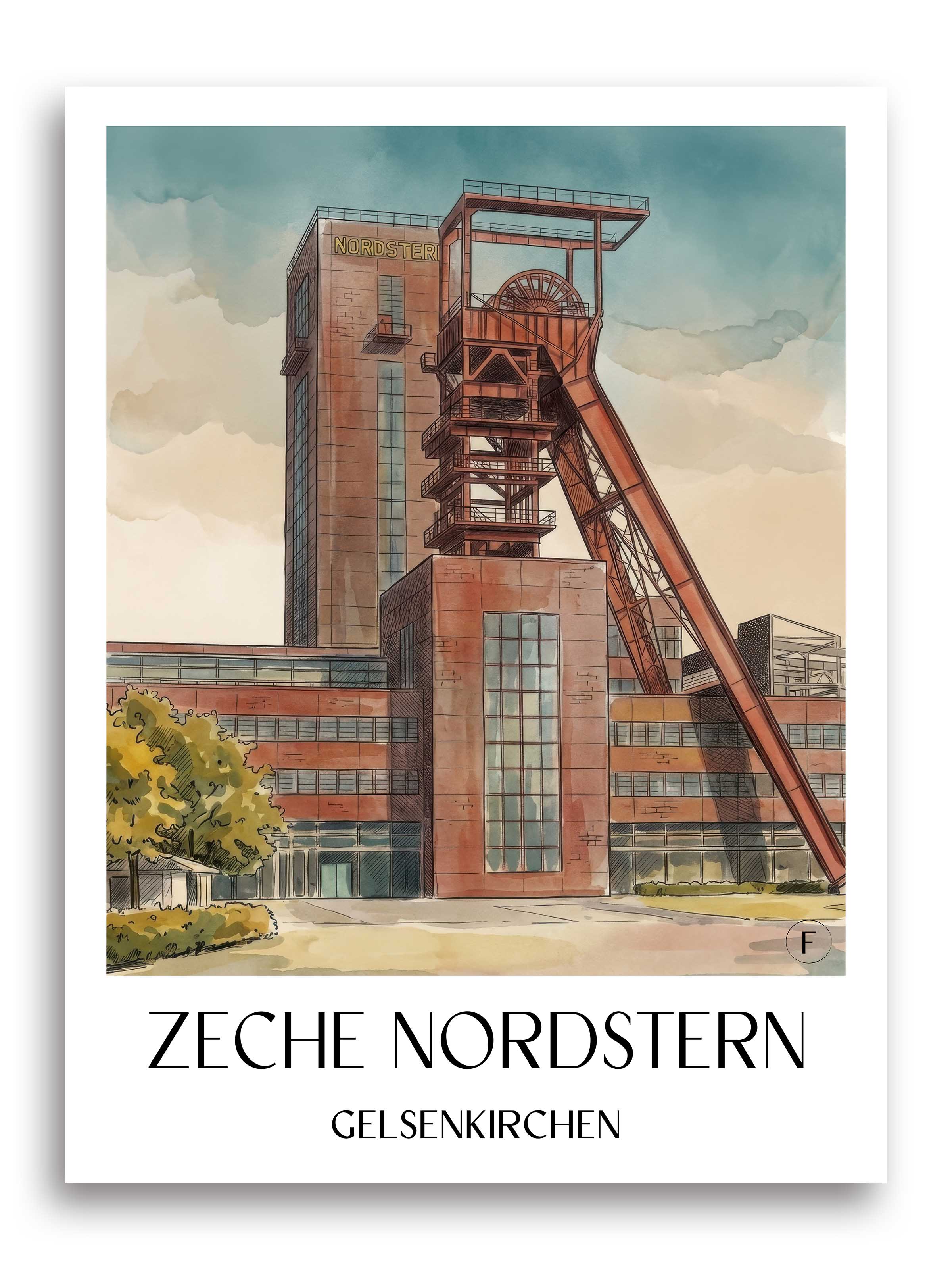 zeche-nordstern-gelsenkirchen-deutschland-poster-aquarell