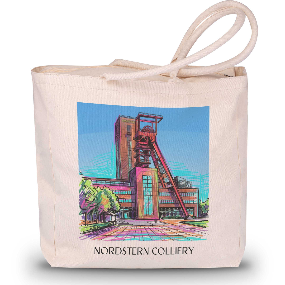 Zeche Nordstern Shopping Tasche - Gelsenkirchen - Deutschland Tote Bag - Einkaufstasche im Tag Graffiti Stil - favplace