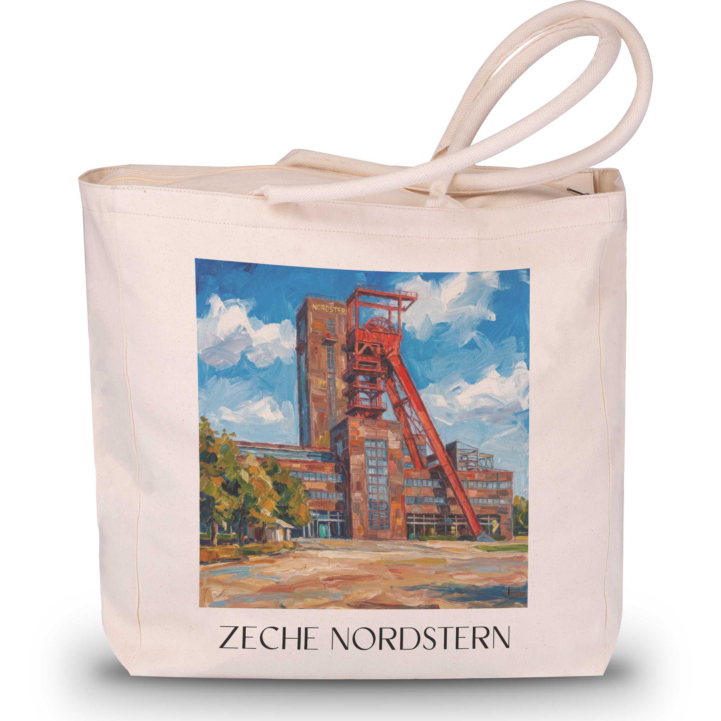zeche-nordstern-gelsenkirchen-deutschland-einkaufstasche-oil-painting-oelgemaelde