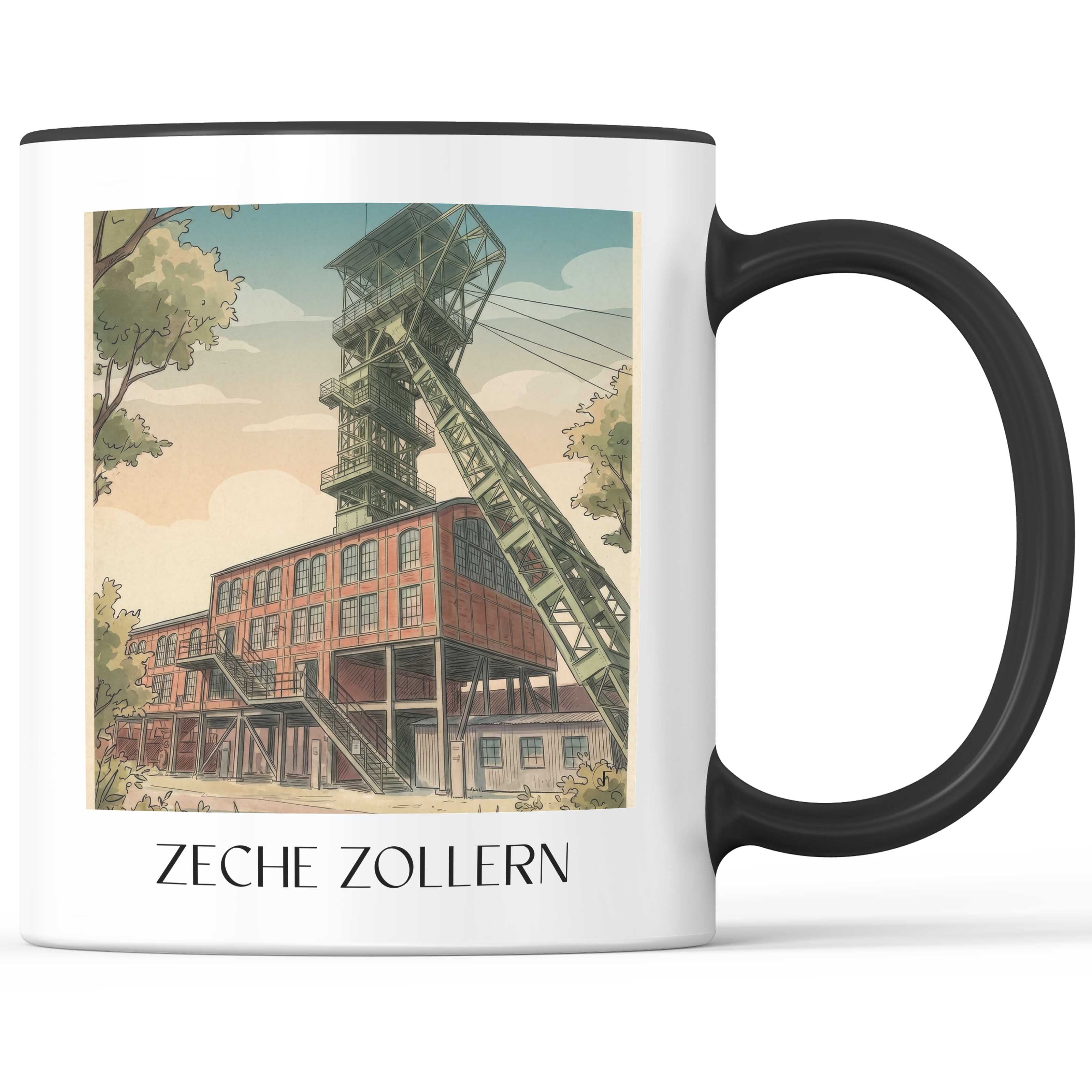Zeche Zollern Kaffeebecher - Dortmund - Deutschland Becher - Kaffeetasse im Aquarell Stil - favplace