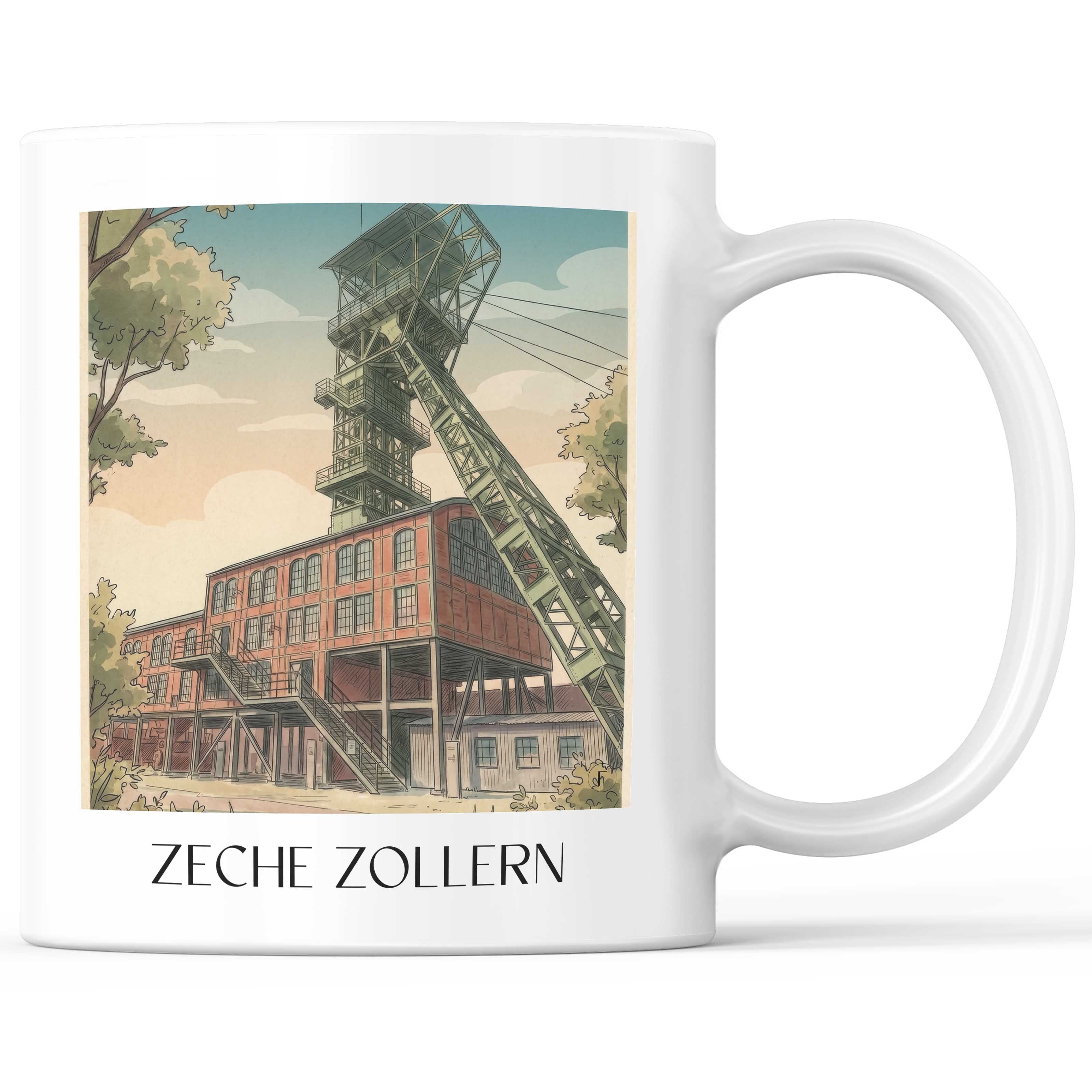 Zeche Zollern Kaffeebecher - Dortmund - Deutschland Becher - Kaffeetasse im Aquarell Stil - favplace