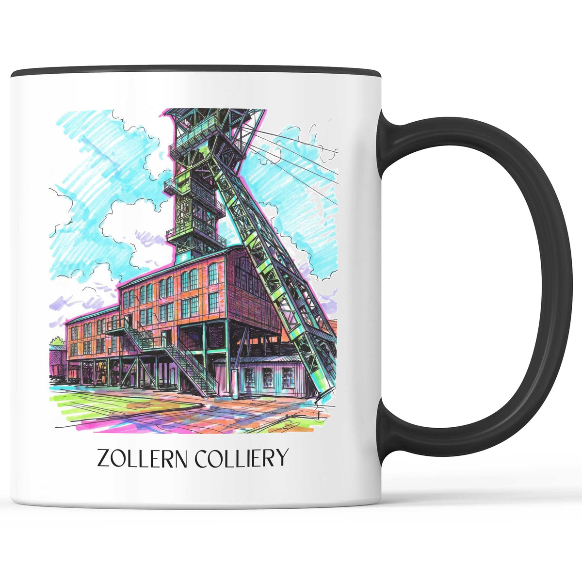 Zeche Zollern Kaffeebecher - Dortmund - Deutschland Becher - Kaffeetasse im Tag Graffiti Stil - favplace