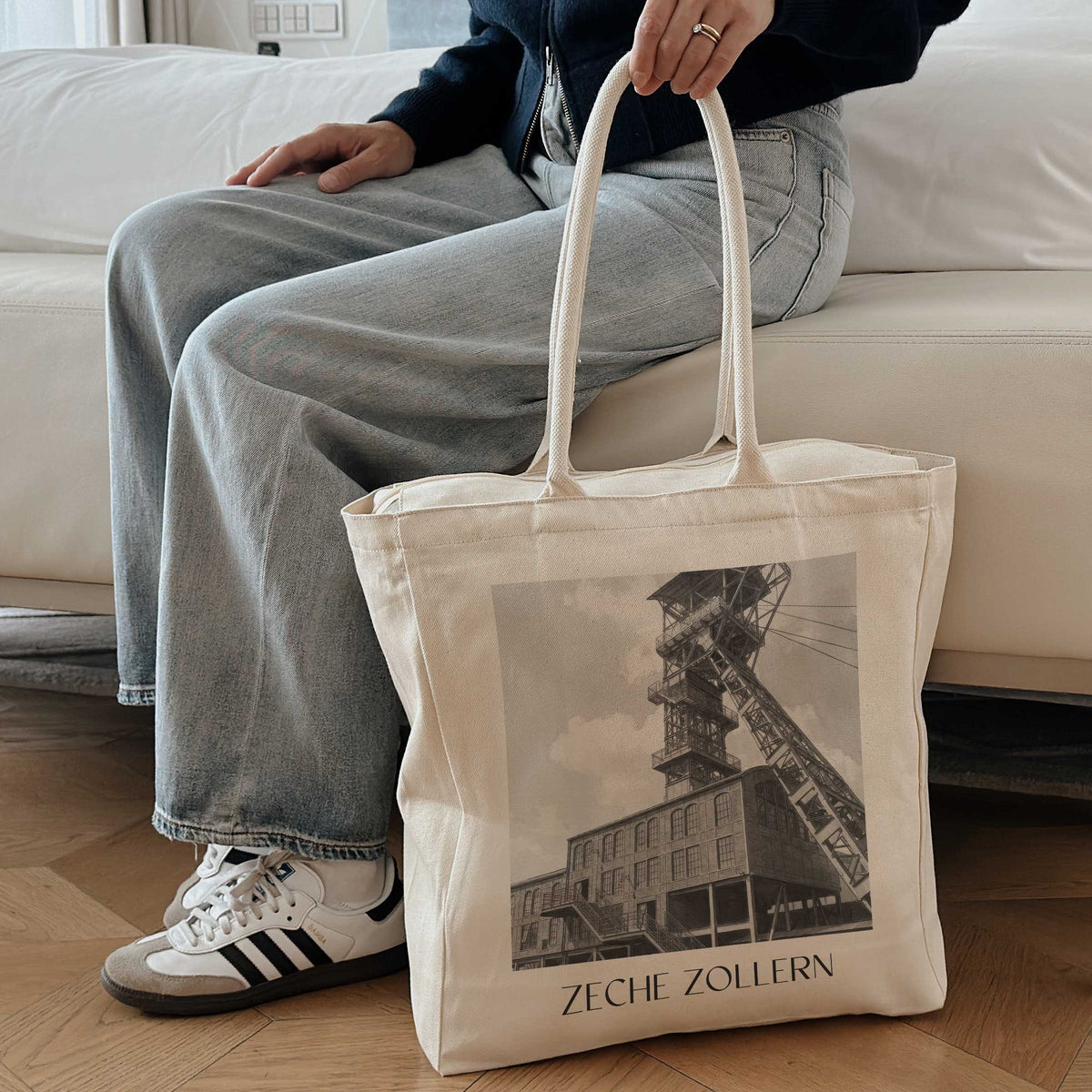 zeche-zollern-dortmund-deutschland-einkaufstasche-aquarell-schwarz-weiss