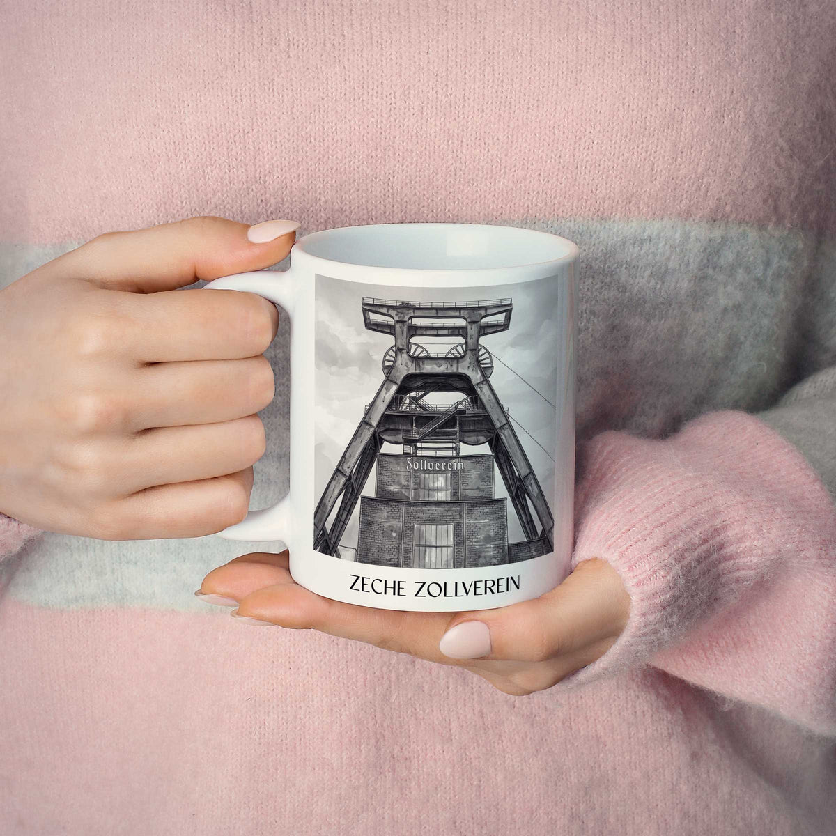 zeche-zollverein-essen-deutschland-kaffeebecher-aquarell-schwarz-weiss