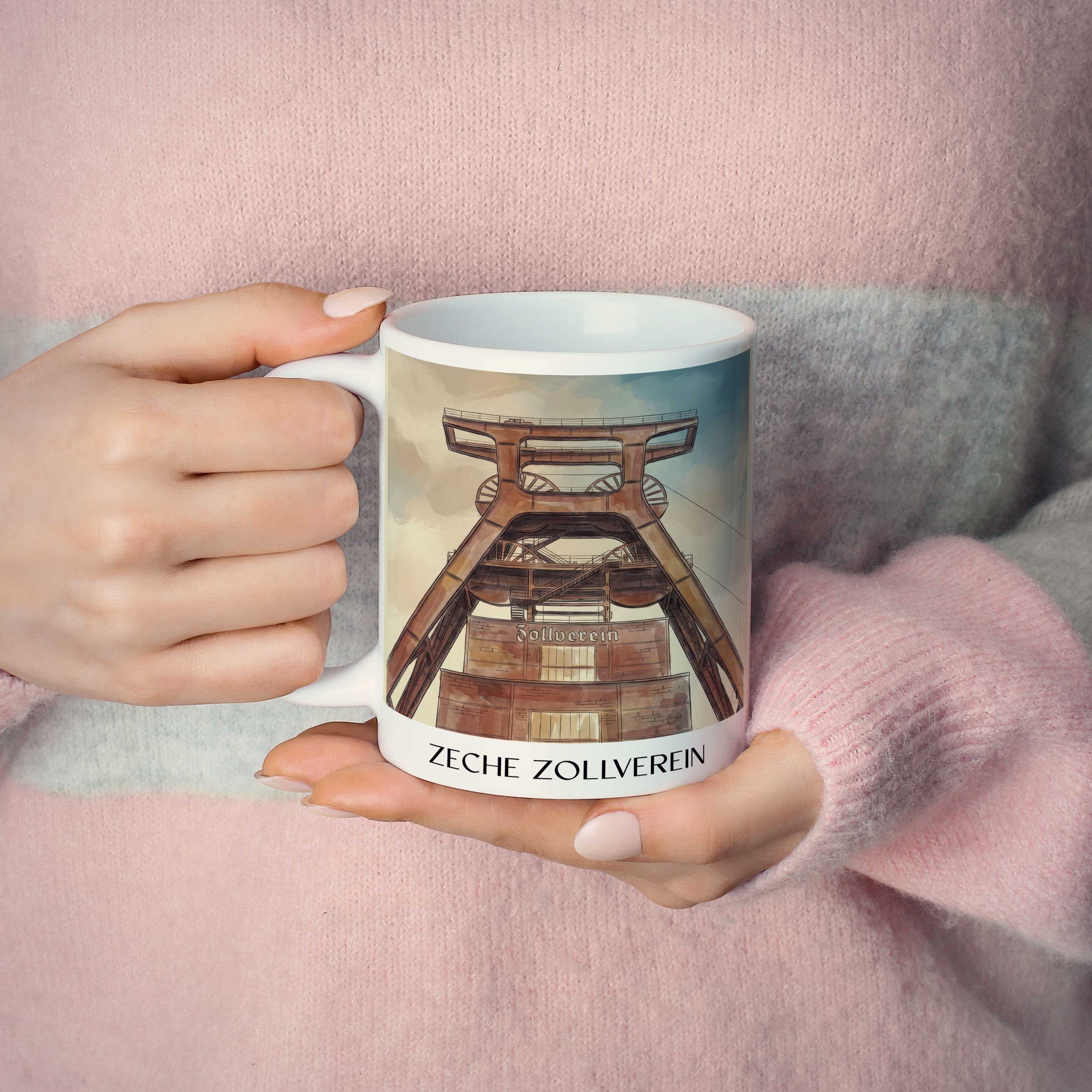 zeche-zollverein-essen-deutschland-kaffeebecher-aquarell