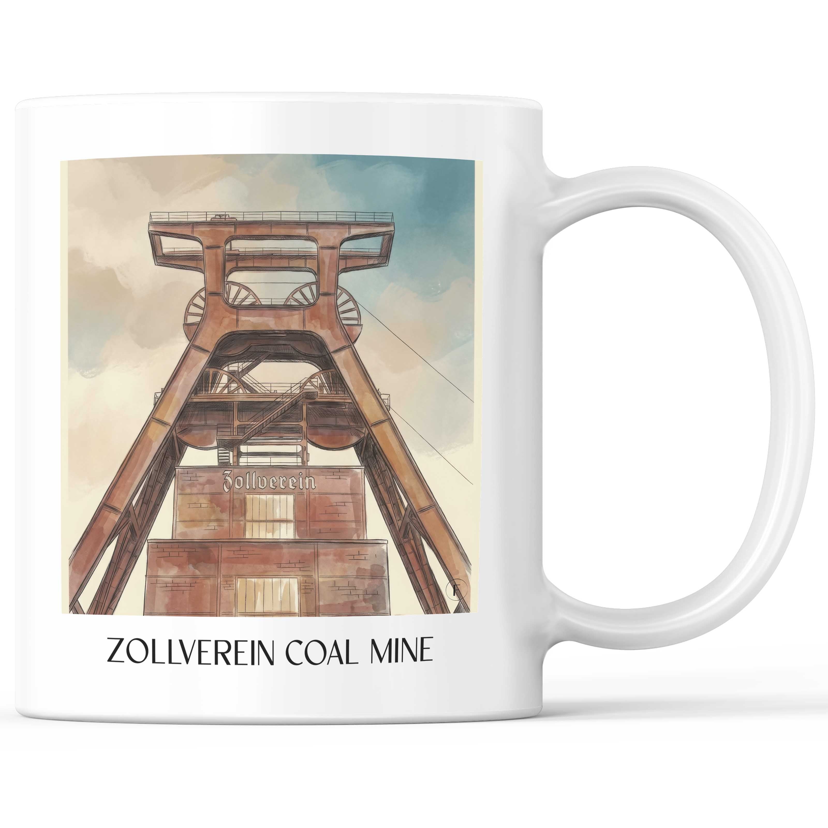 Zeche Zollverein Kaffeebecher - Essen - Deutschland Becher - Kaffeetasse im Aquarell Stil - favplace