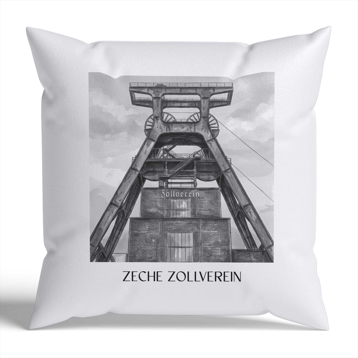 zeche-zollverein-essen-deutschland-kissenbezug-aquarell-schwarz-weiss