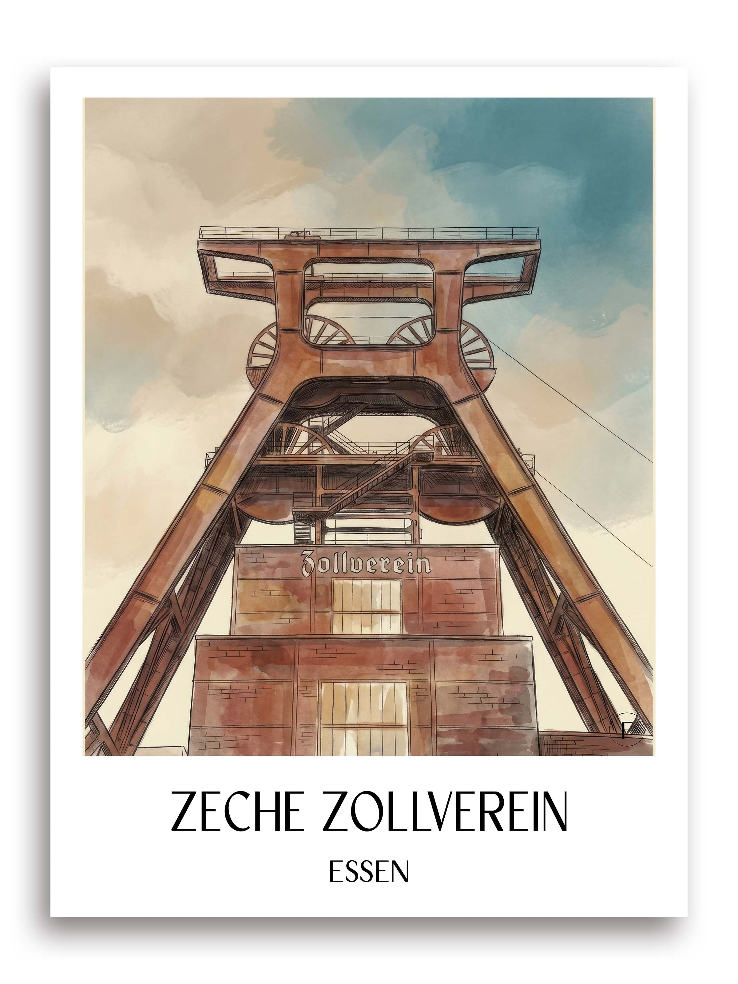 zeche-zollverein-essen-deutschland-poster-aquarell