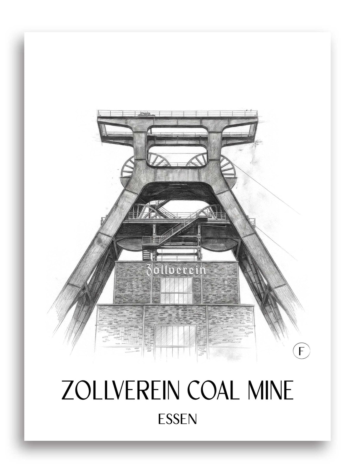 Zeche Zollverein Poster - Essen - Deutschland Kunstdruck - Zeichnung von A4 bis A1 - favplace