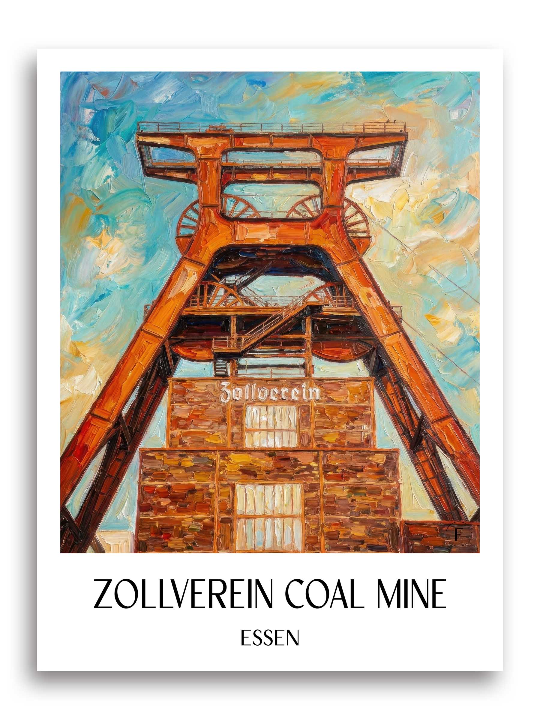 Zeche Zollverein Poster - Essen - Deutschland Kunstdruck - Ölgemälde von A4 bis A1 - favplace
