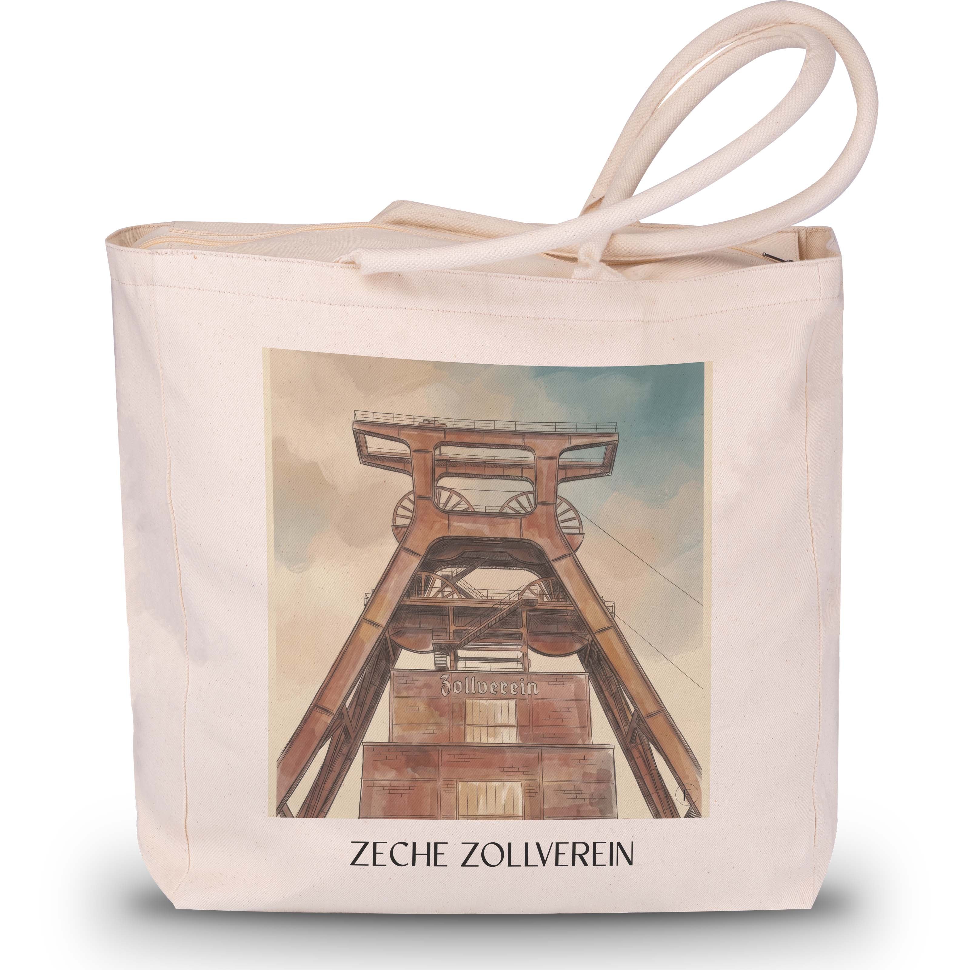 zeche-zollverein-essen-deutschland-einkaufstasche-aquarell