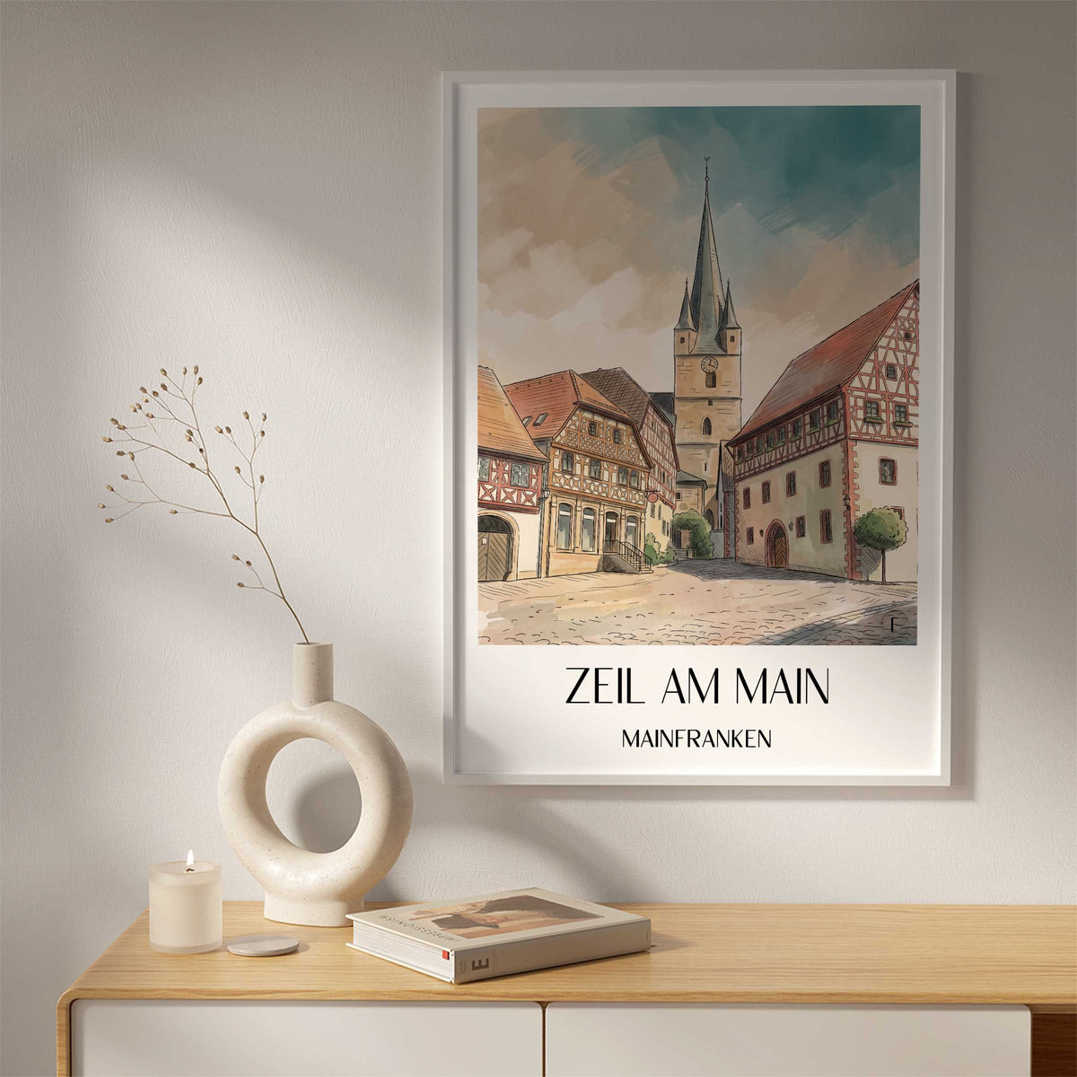 zeil-am-main-mainfranken-deutschland-poster-aquarell
