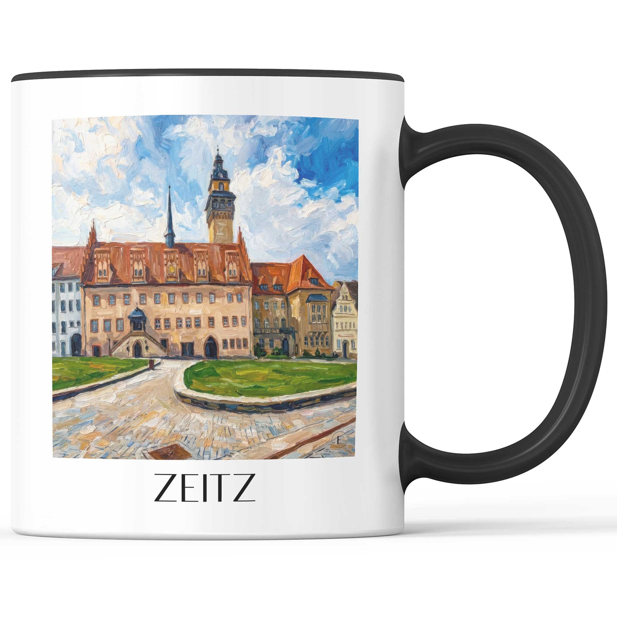 Zeitz Kaffeebecher - Burgenland - Deutschland Becher - Kaffeetasse im Ölgemälde Stil - favplace