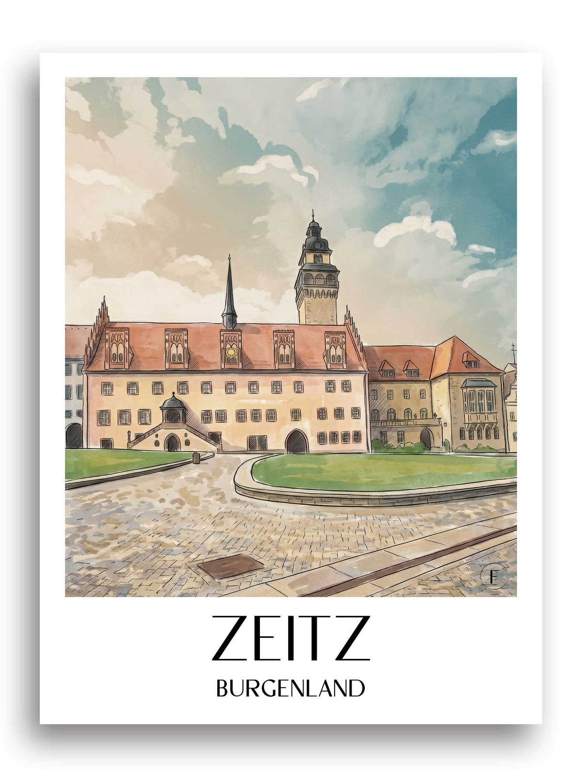 zeitz-burgenland-deutschland-poster-aquarell