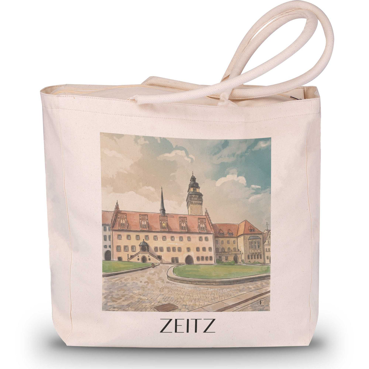 Zeitz Shopping Tasche - Burgenland - Deutschland Tote Bag - Einkaufstasche im Aquarell Stil - favplace