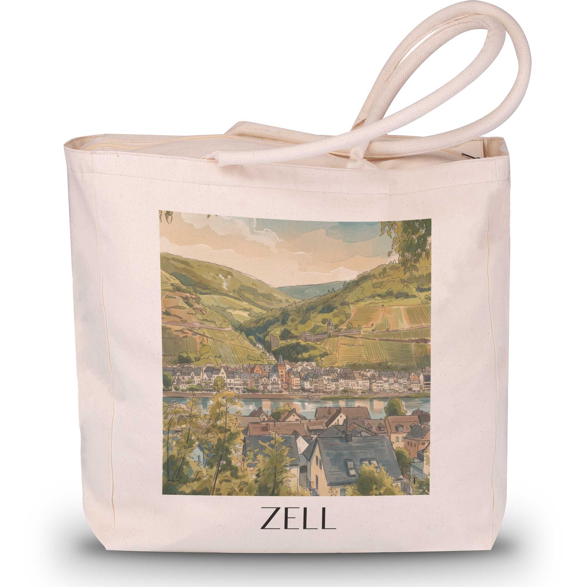 zell-mosel-deutschland-einkaufstasche-aquarell