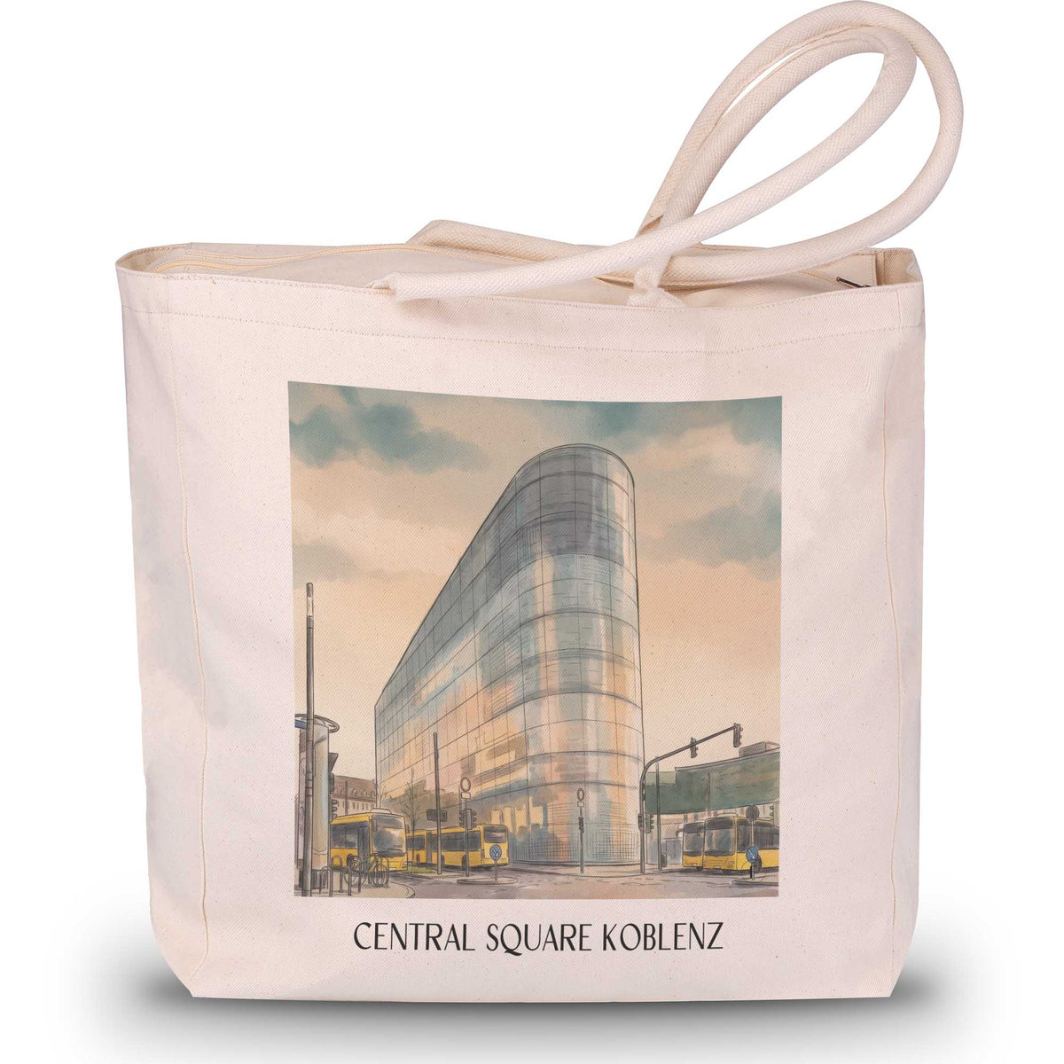 Zentralplatz Shopping Tasche - Koblenz - Deutschland Tote Bag - Einkaufstasche im Aquarell Stil - favplace