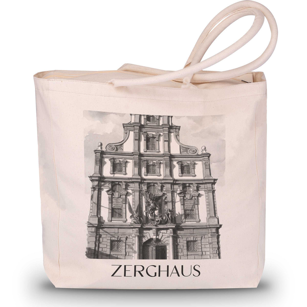 Zerghaus Shopping Tasche - Augsburg - Deutschland Tote Bag - Einkaufstasche im Aquarell Schwarz-Weiß Stil - favplace