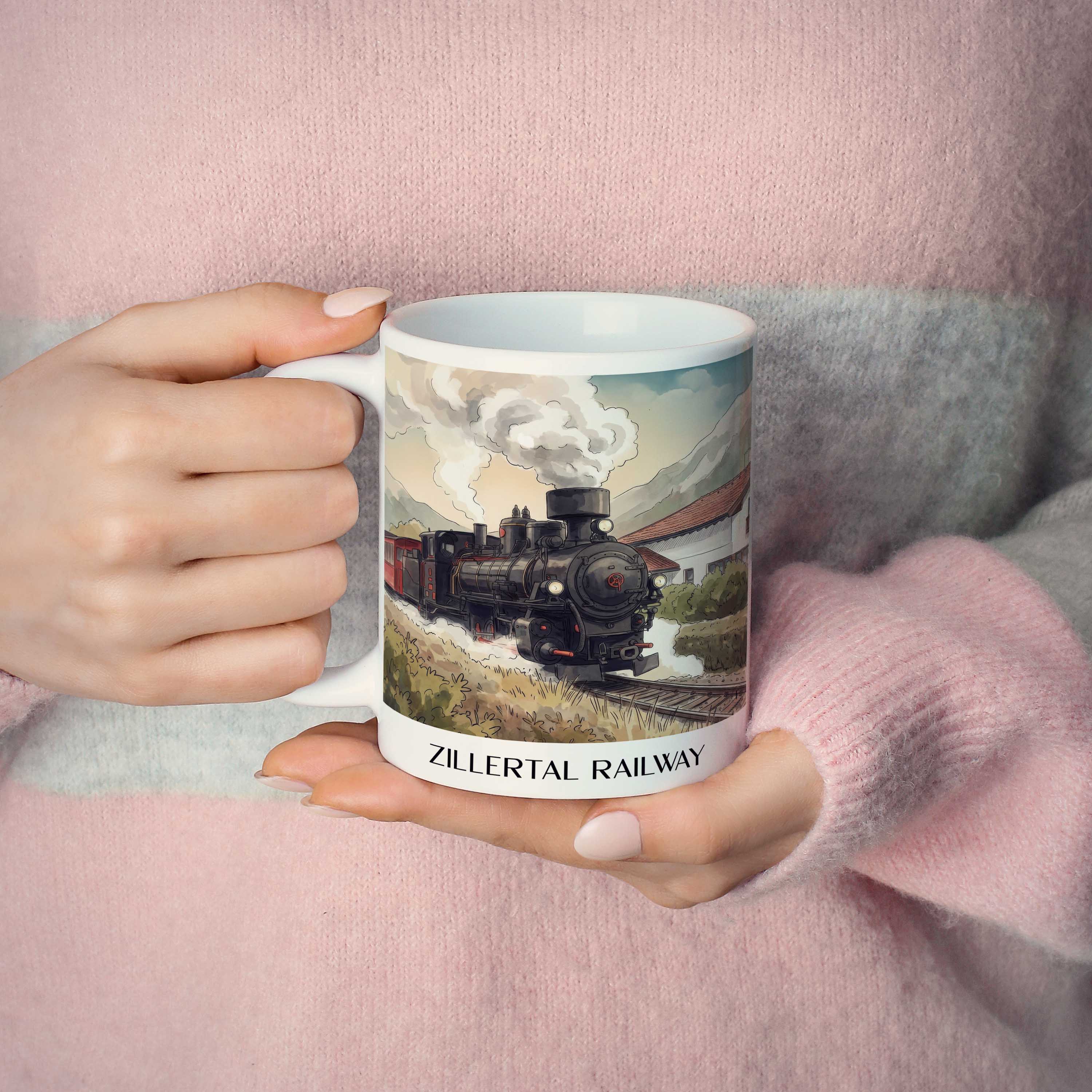 zillertalbahn-tirol-österreich-kaffeebecher-aquarell