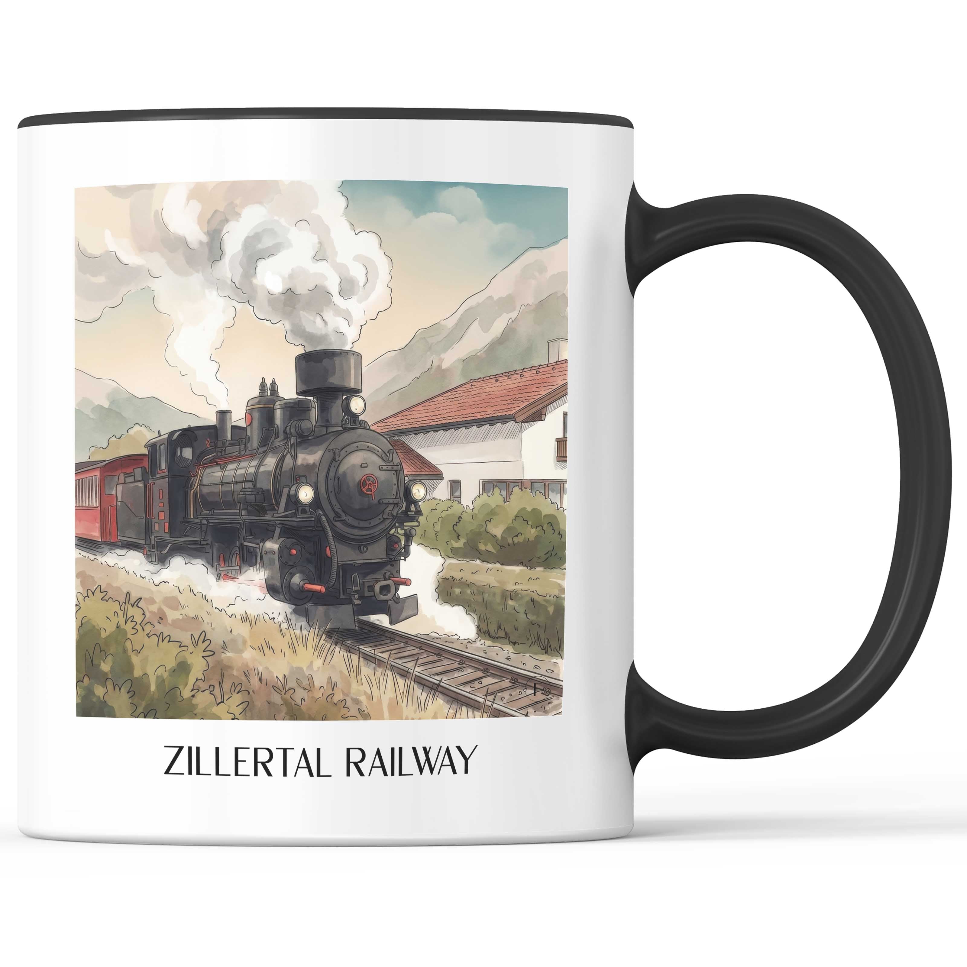 Zillertalbahn Kaffeebecher - Tirol - Österreich Becher - Kaffeetasse im Aquarell Stil - favplace