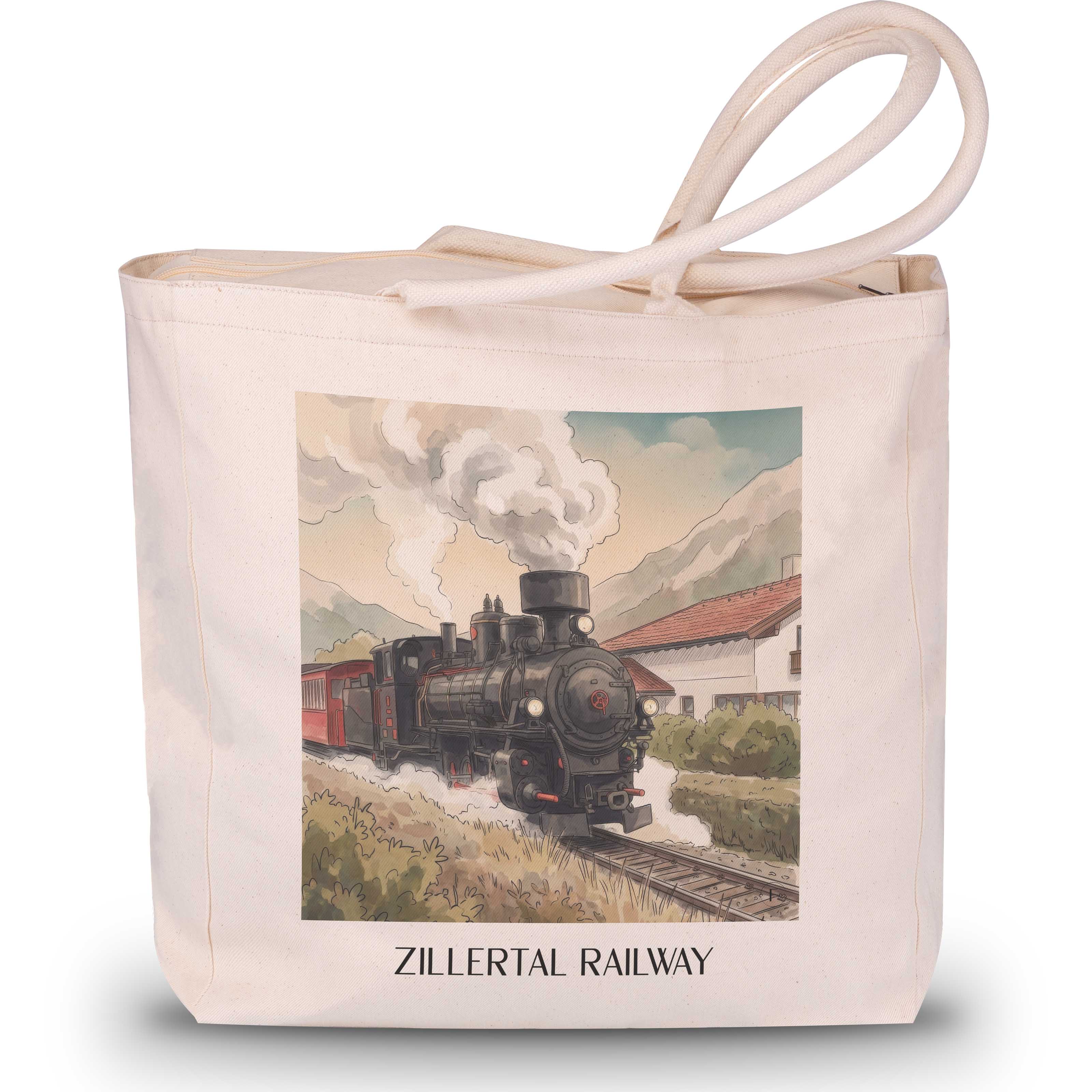 zillertalbahn-tirol-österreich-einkaufstasche-aquarell