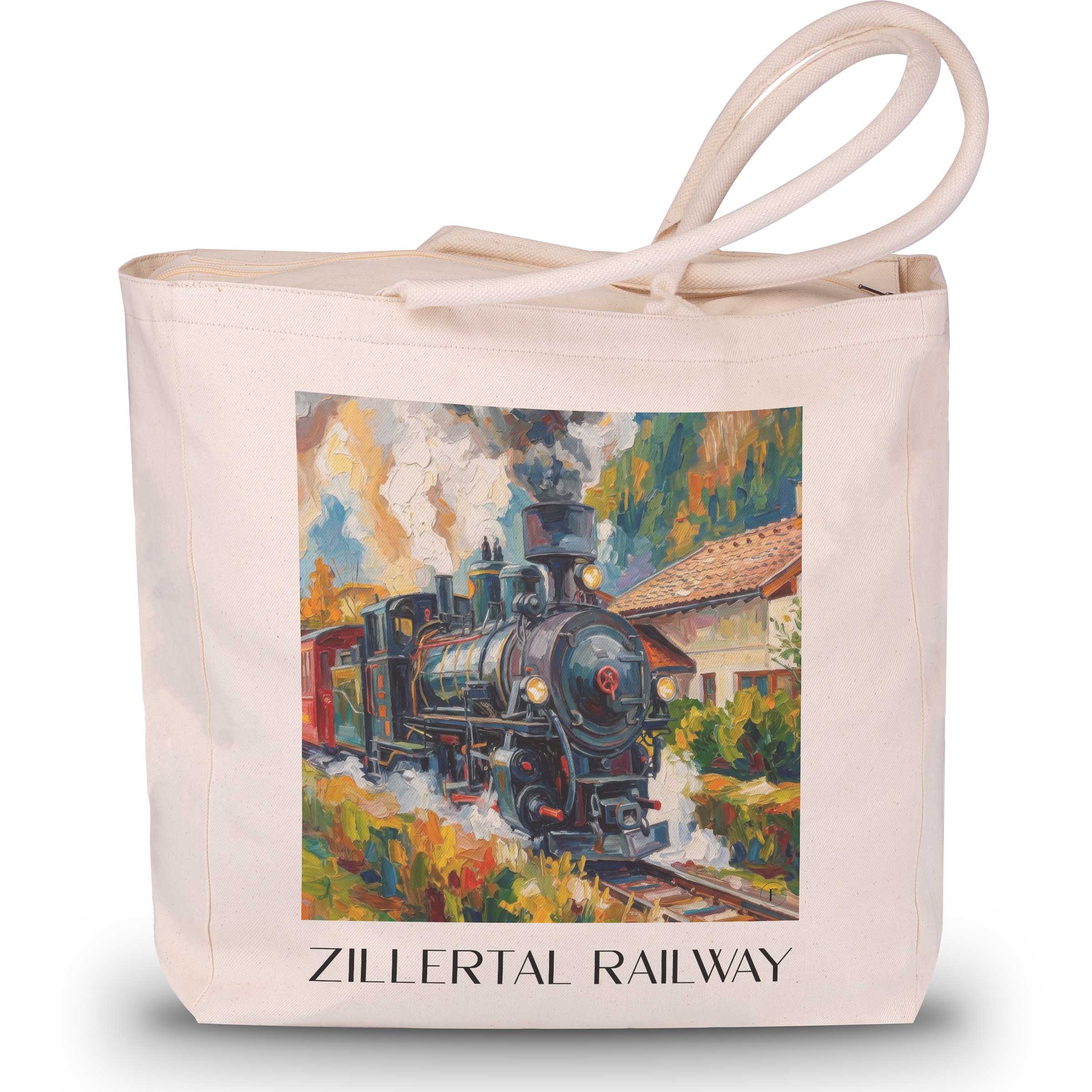 zillertalbahn-tirol-österreich-einkaufstasche-oil-painting-oelgemaelde