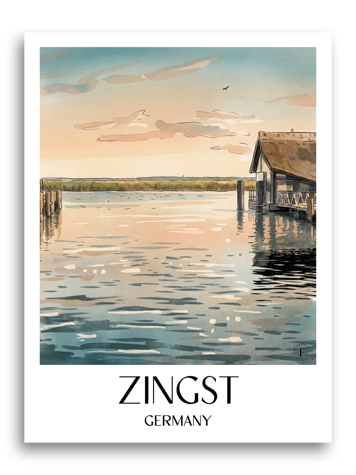 Zingst Poster - Mecklenburg-Vorpommern - Deutschland Kunstdruck - Aquarell von A4 bis A1 - favplace