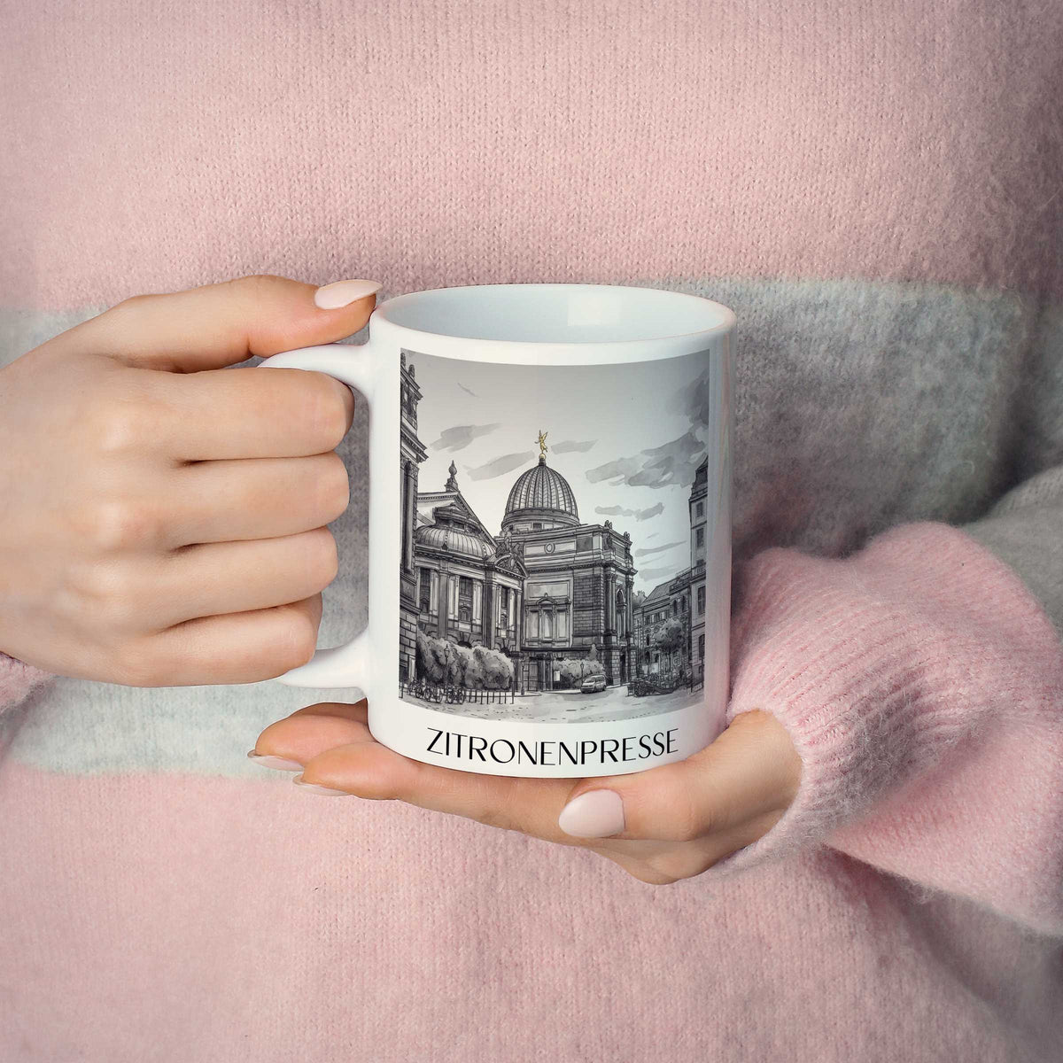 zitronenpresse-dresden-deutschland-kaffeebecher-aquarell-schwarz-weiss