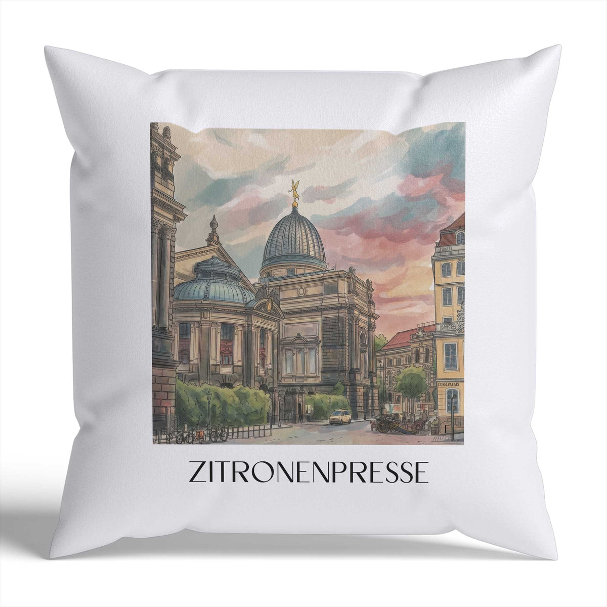 Zitronenpresse Kissenhülle - Zierkissen Bezug - Dresden - Deutschland Kissen bzw. Kissenbezug im Aquarell Stil - favplace