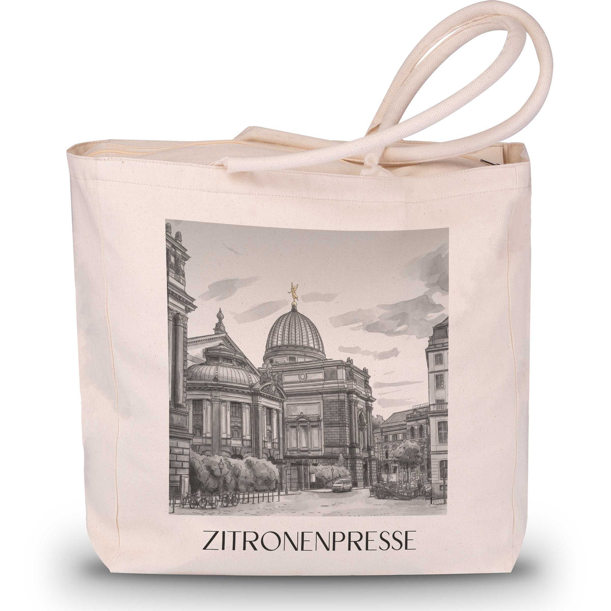 Zitronenpresse Shopping Tasche - Dresden - Deutschland Tote Bag - Einkaufstasche im Aquarell Schwarz-Weiß Stil - favplace