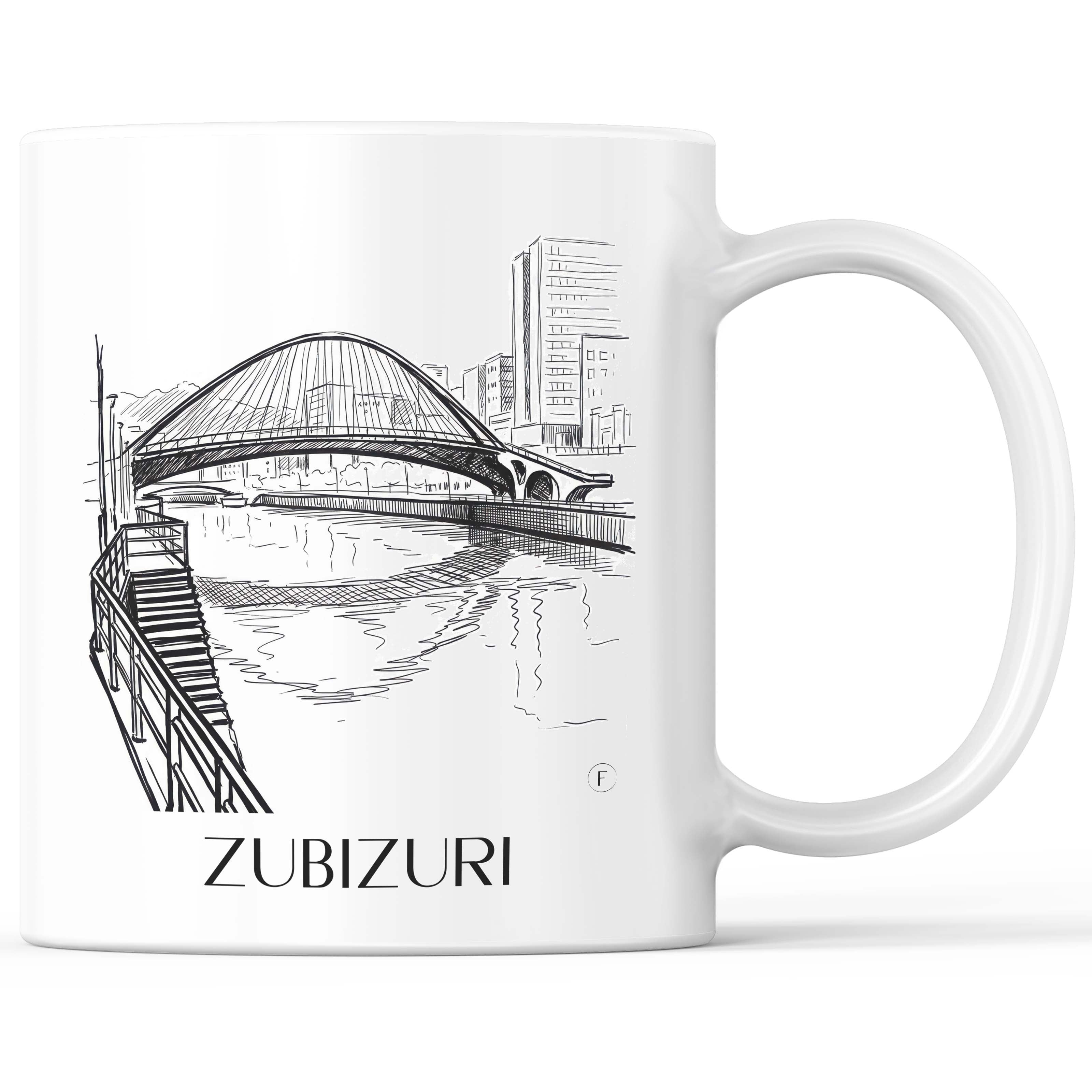Zubizuri Kaffeebecher - Bilbao - Spanien Becher - Kaffeetasse im Skizze Stil - favplace