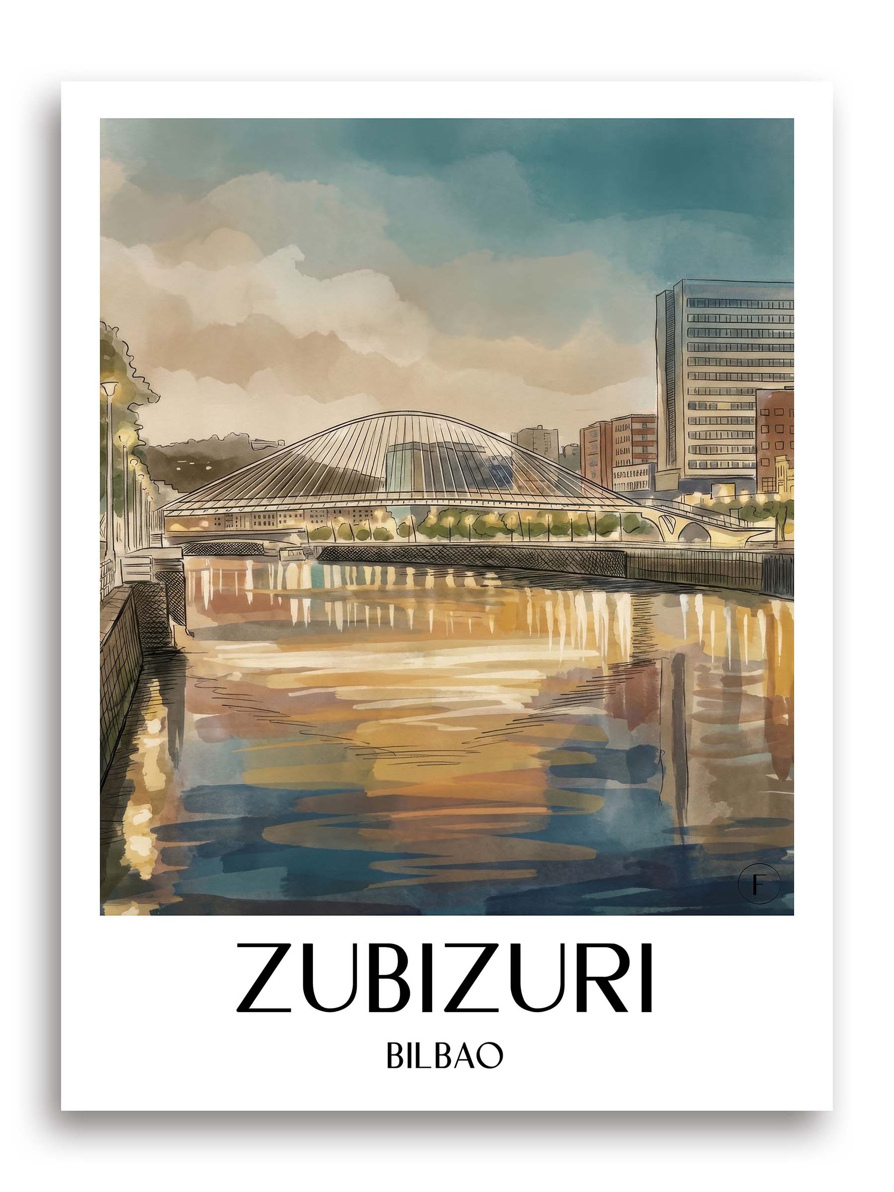Zubizuri Poster - Bilbao - Spanien Kunstdruck - Aquarell von A4 bis A1 - favplace