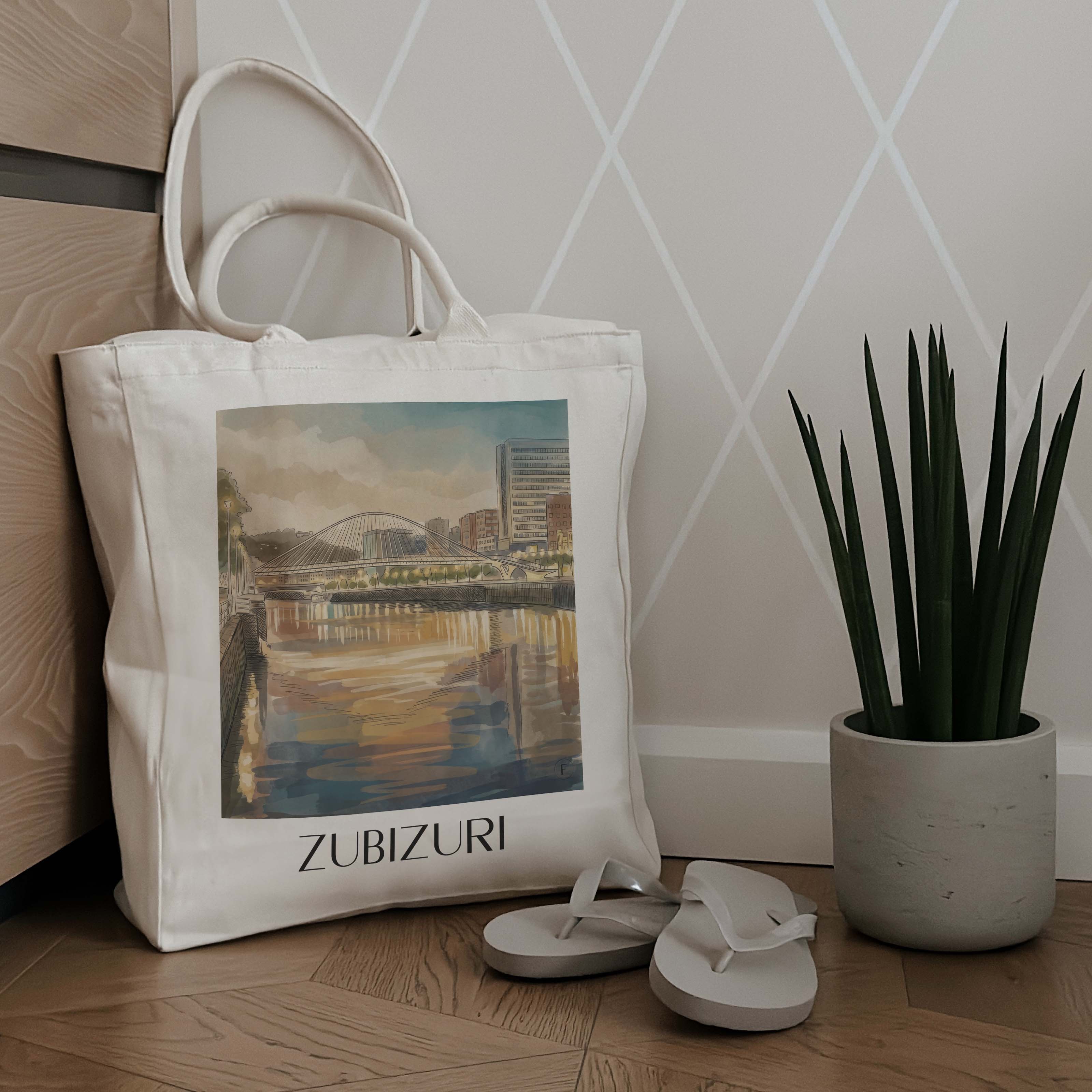 zubizuri-bilbao-spanien-einkaufstasche-aquarell