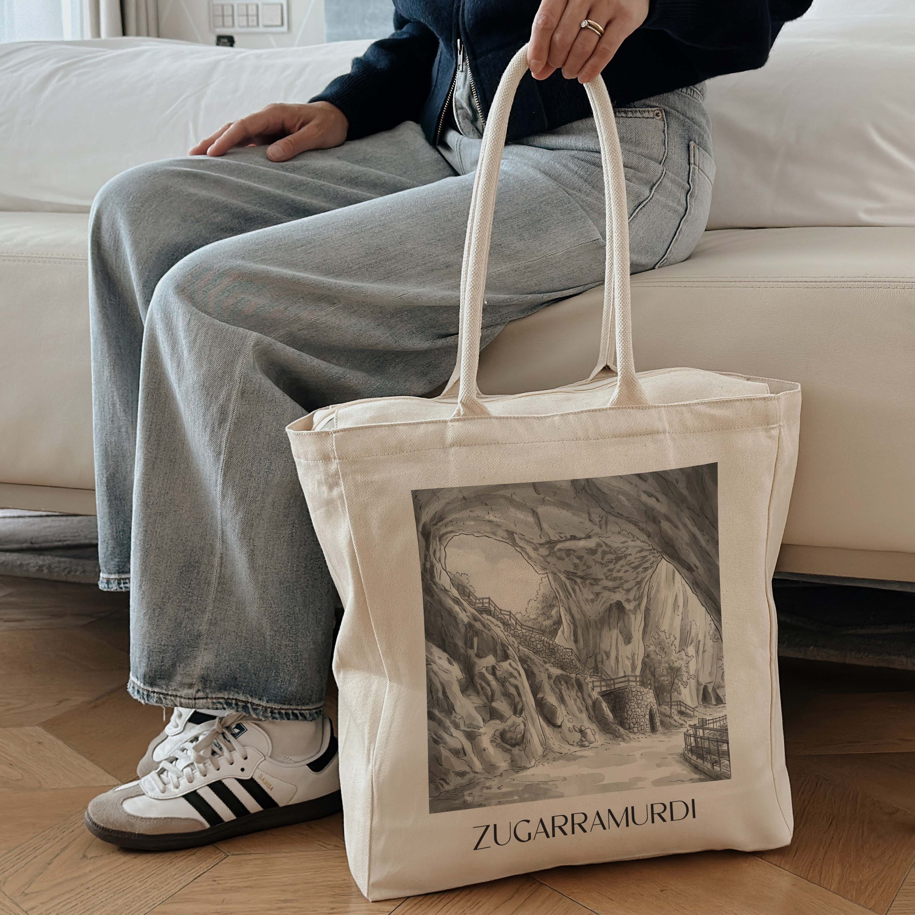zugarramurdi-spanien-spanien-einkaufstasche-aquarell-schwarz-weiss