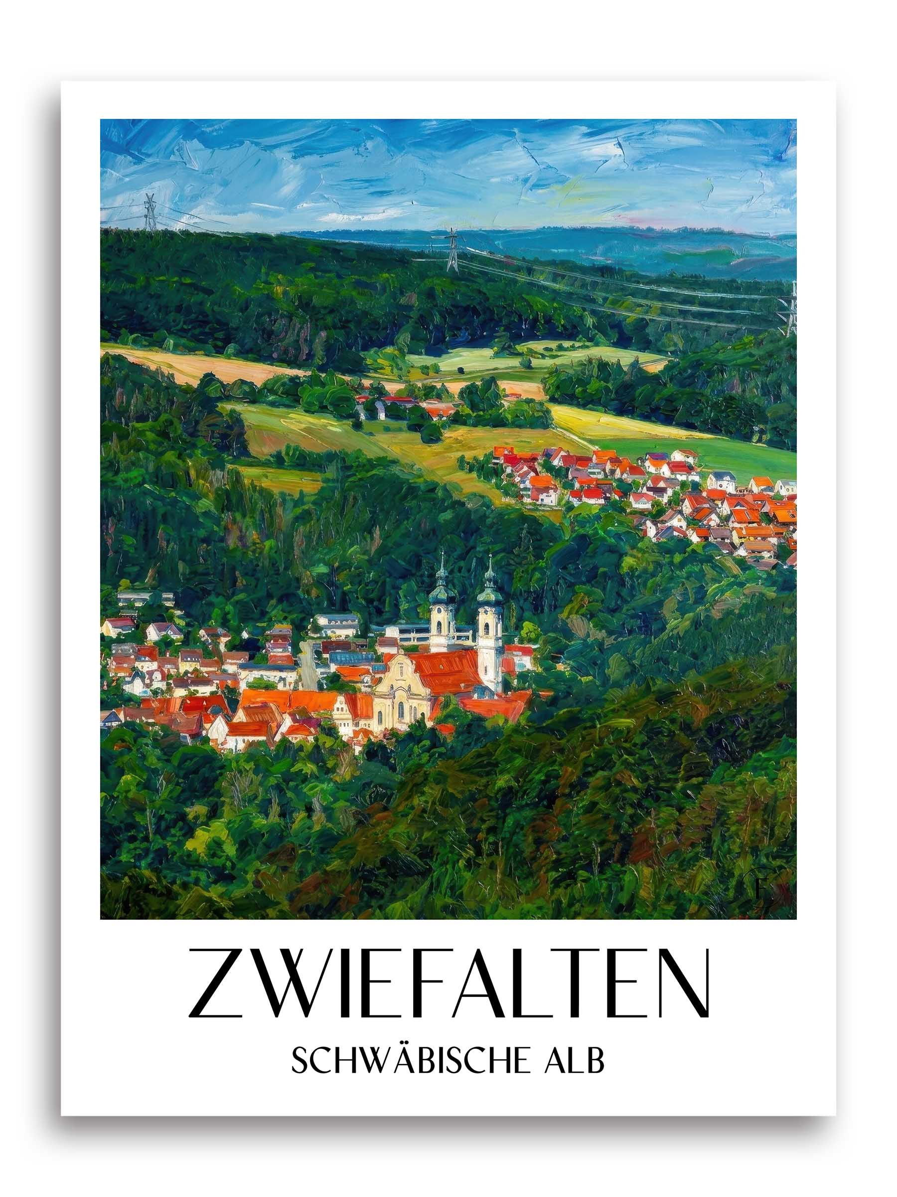zwiefalten-schwäbische-alb-deutschland-poster-oil-painting-oelgemaelde