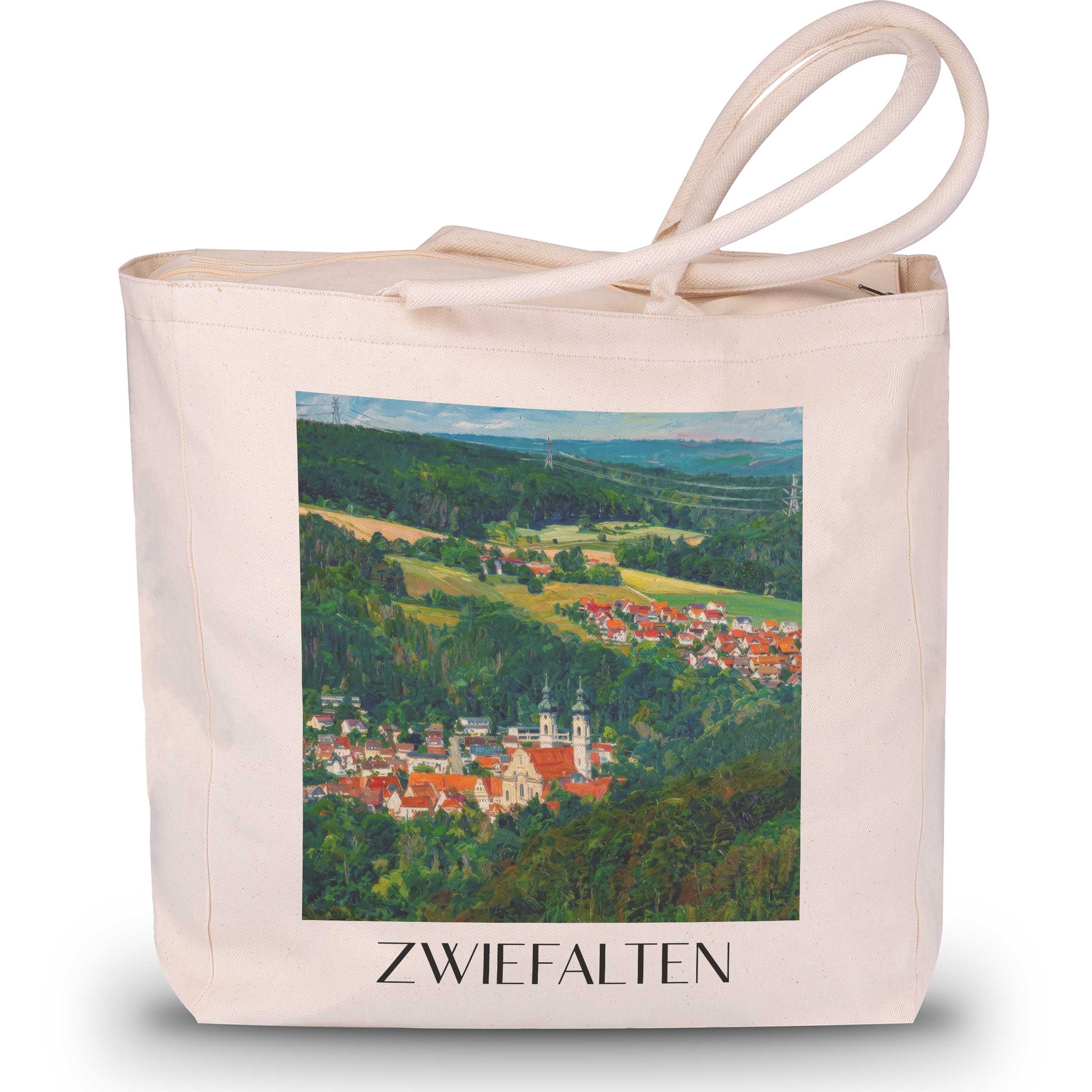 zwiefalten-schwäbische-alb-deutschland-einkaufstasche-oil-painting-oelgemaelde