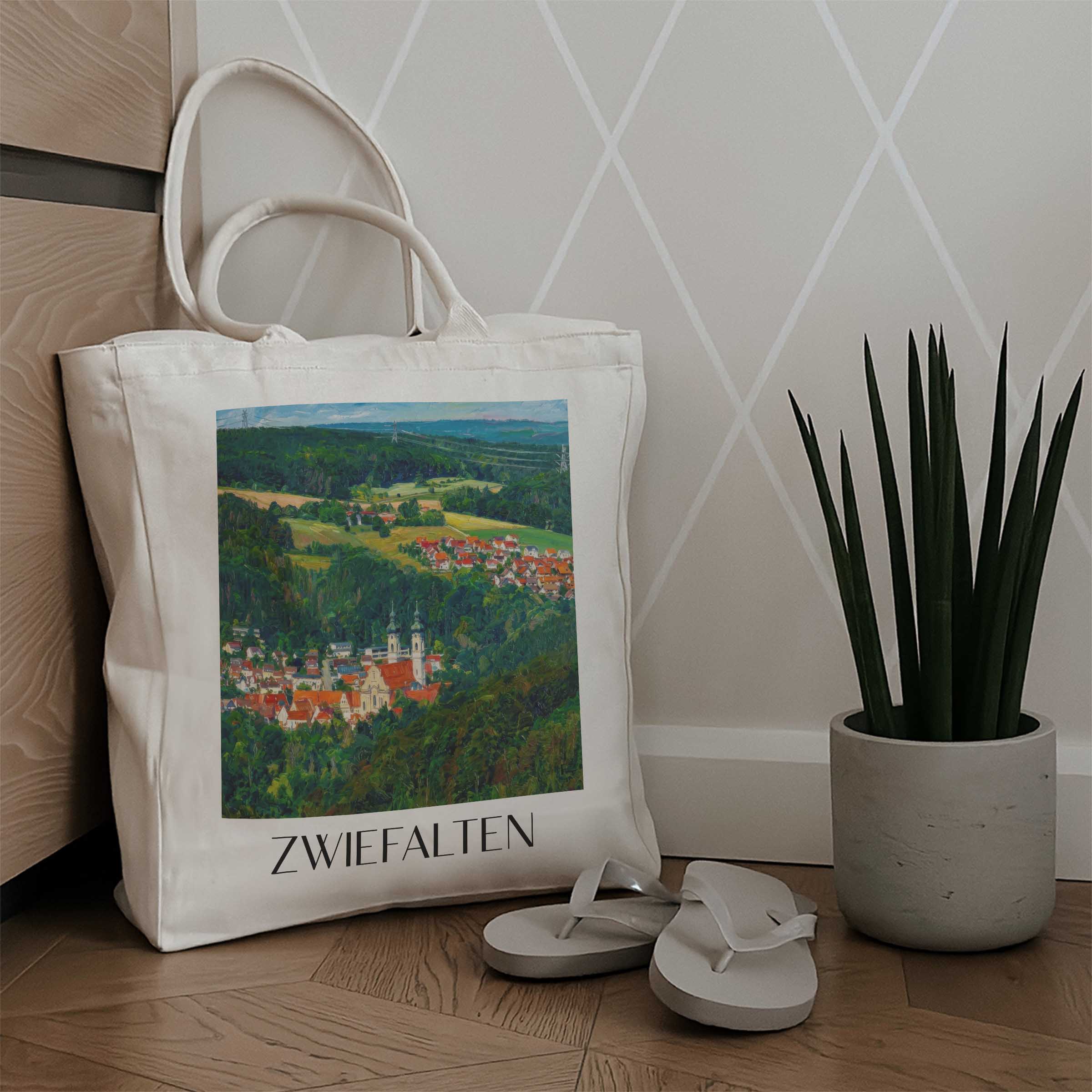 zwiefalten-schwäbische-alb-deutschland-einkaufstasche-oil-painting-oelgemaelde