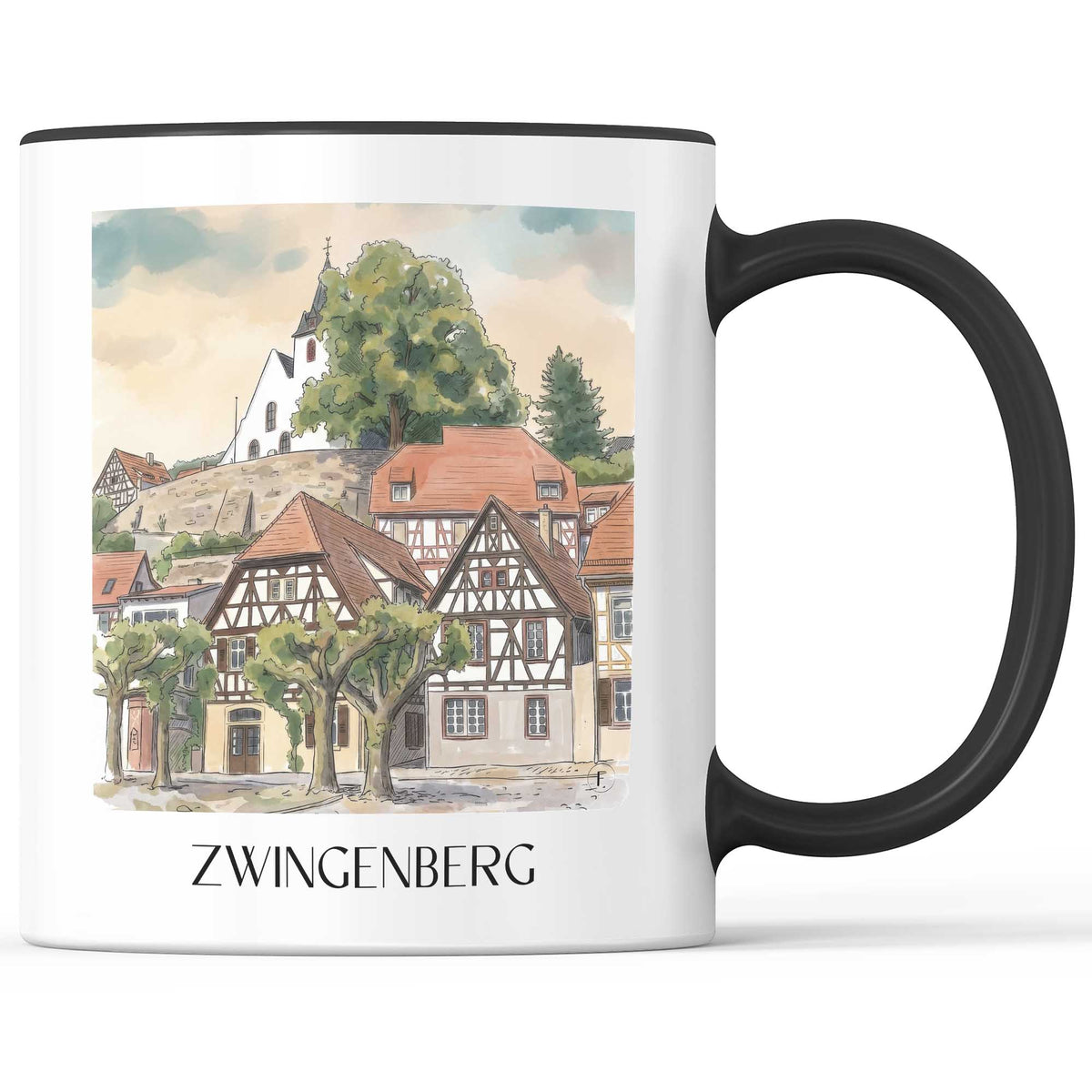 zwingenberg-bergstraße-deutschland-kaffeebecher-aquarell